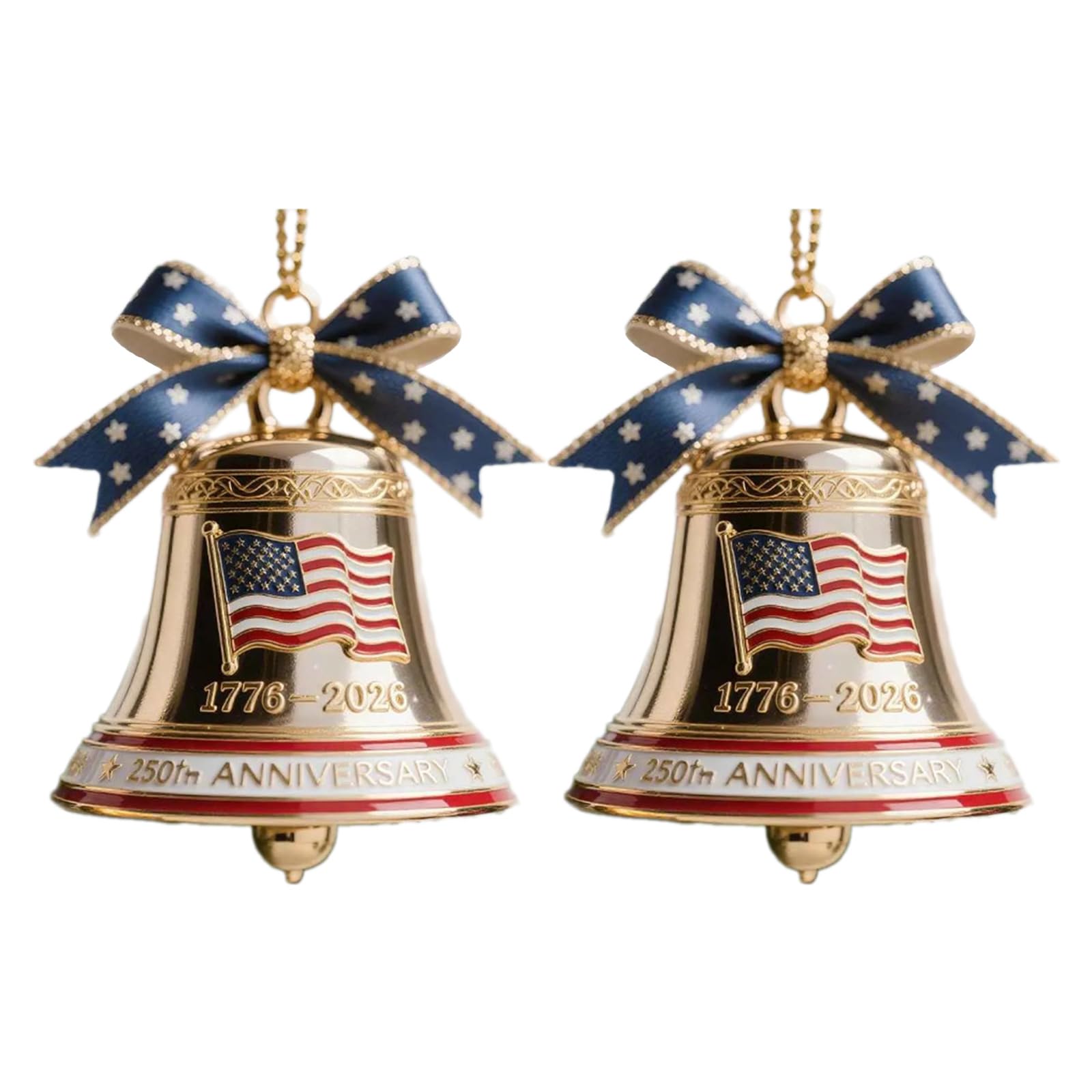 KAQNTUD Christmas Tree Decoration Metal Bells Hanging Decorations Bells 250th Anniversary Ornament for Mantle Shop Window Metal Christmas Bell Decoration