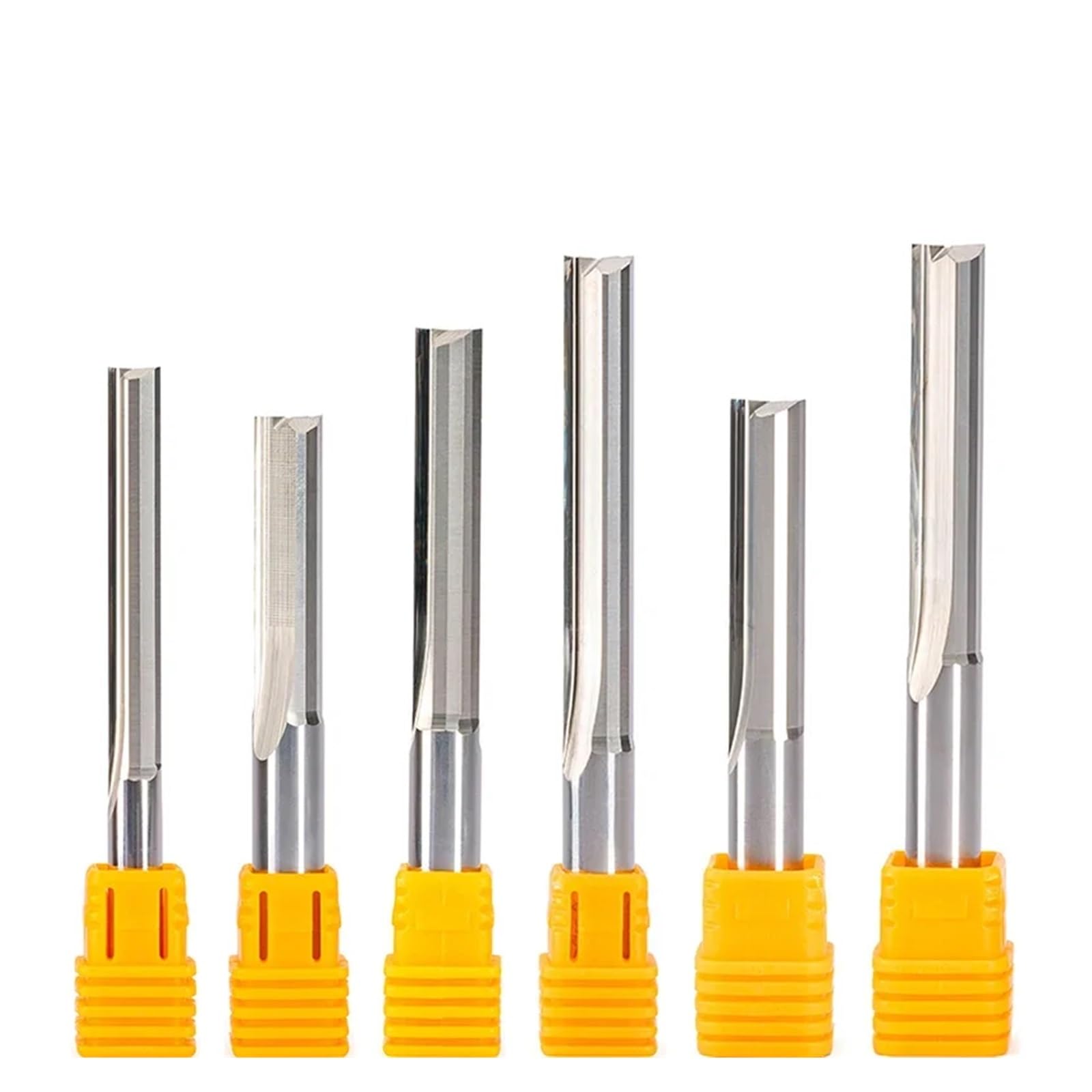 2 uds 3.175 4 5 6 8 10mm cortador de madera de ranura recta CNC carburo sólido dos doble flauta CNC enrutador fresa fresadora madera contrachapada MDF(10x52)