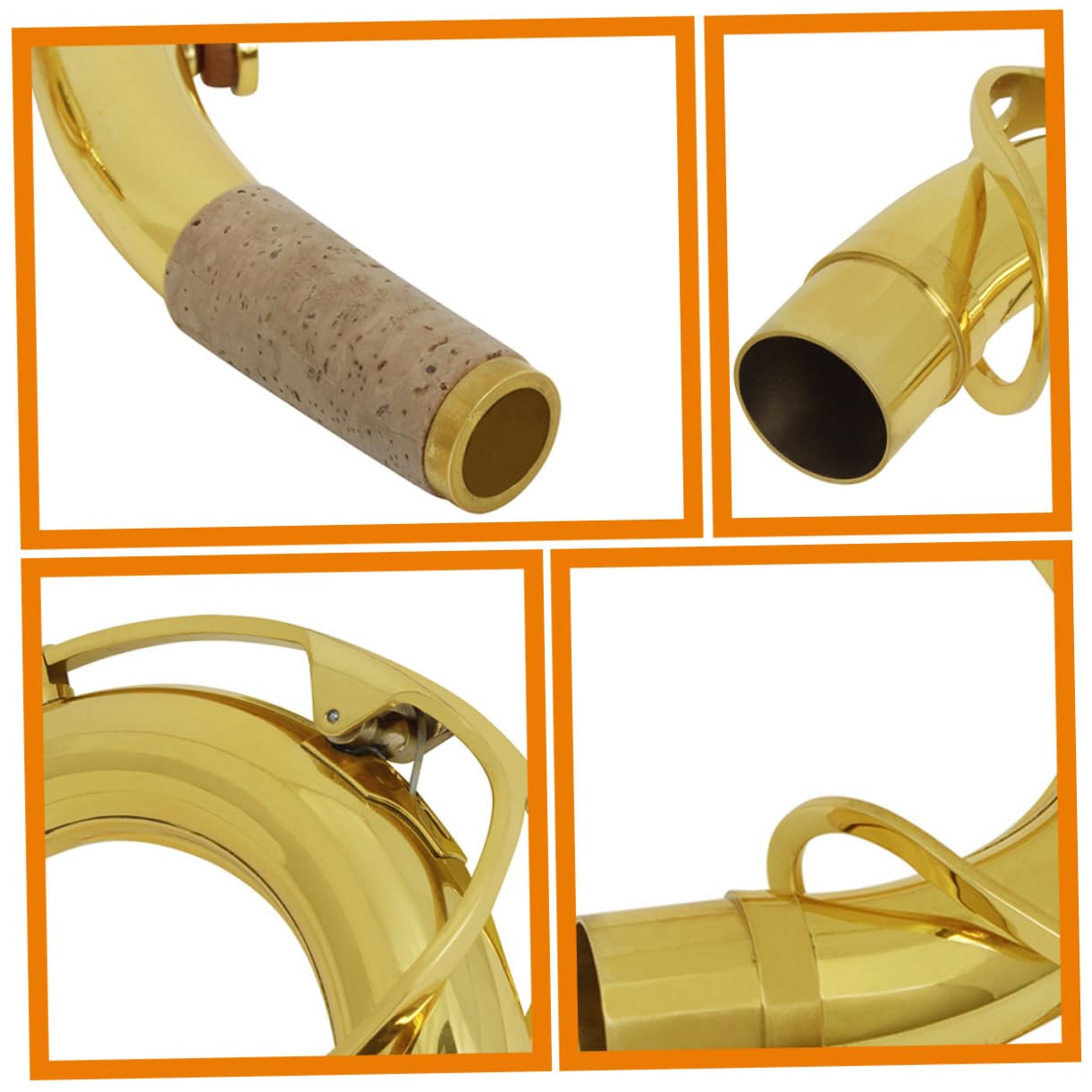 Abaodam Manico Curvo in Ottone Placcato in Argento per Sassofono Tenore Sostituzione del Manico per Sax Parte di Ricambio per Sassofono in Sib