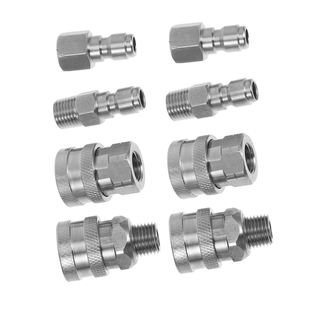 8 Piezas Adaptadores Rápidos para Hidrolimpiadora de Alta Presión Acoplamiento de Acero Inoxidable y Conexión Rápida Compatible con Rosca Macho y Hembra para Uso Versátil