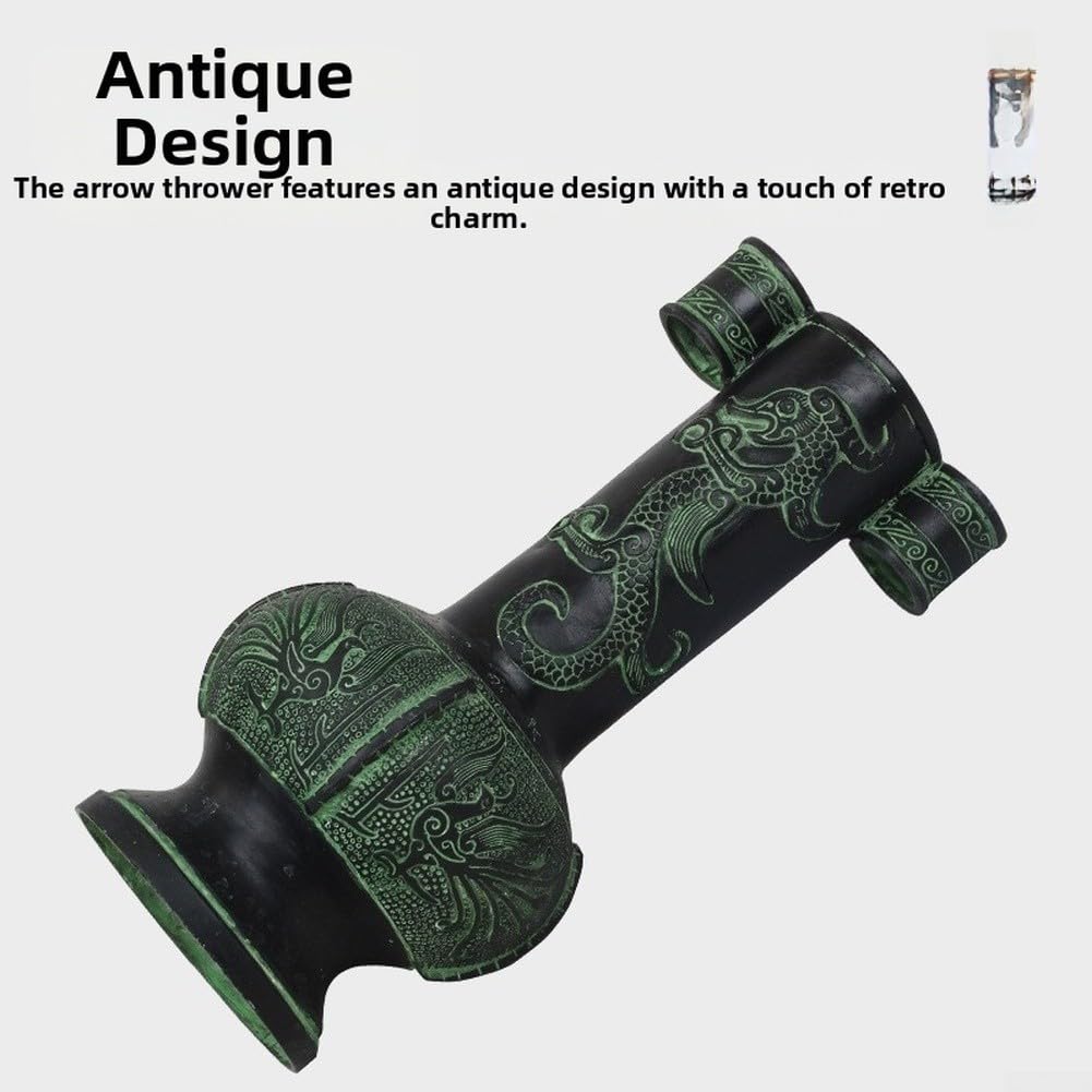 Antike Bronze Drachen Wurfspiel Topf mit Mythischem Vogel - Traditionelles Metall Spiel für Garten und Park - 26,5cm Großes Rasenspiel Zubehör