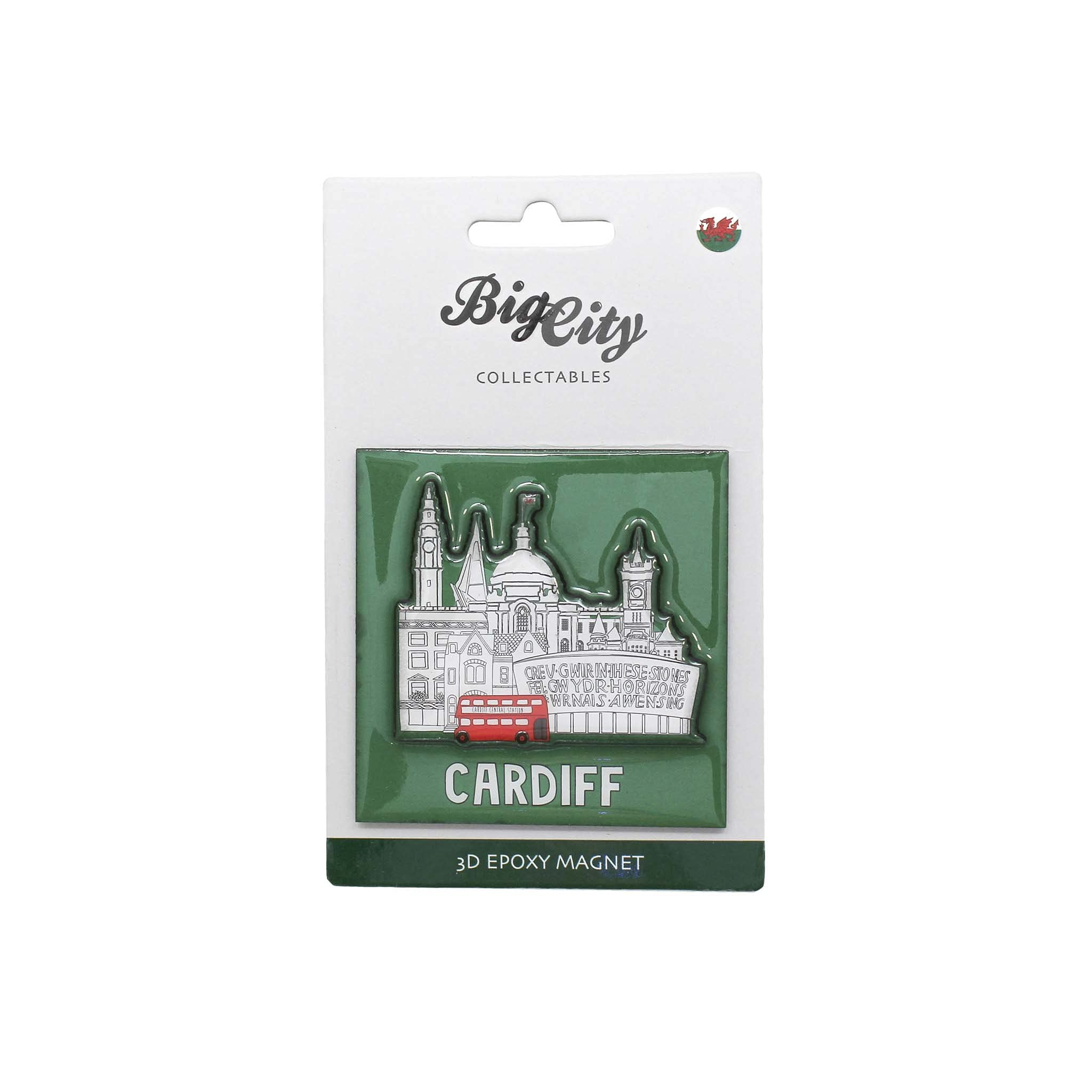 Must Have Souvenirs Cardiff Cityscape 3D Welsh Wales Cymru Fridge Magnet Sheep Dragon (Cardiff Cityscape 3D)
