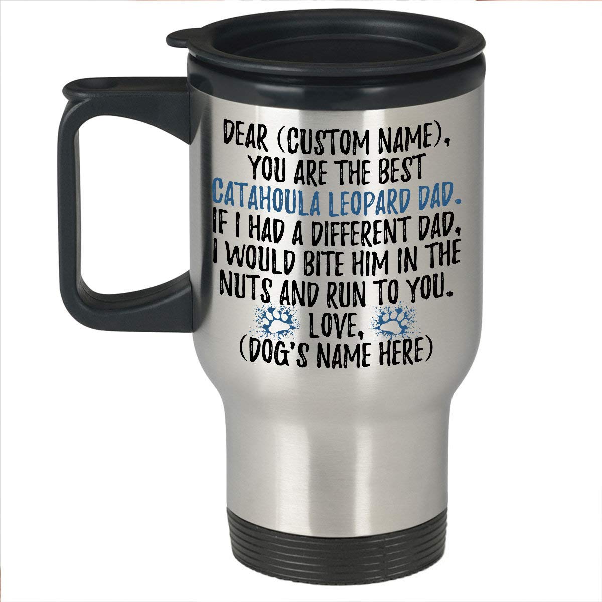 Personalized Catahoula Leopard Dog Dad Travel Mug, Catahoula Men Gifts, Best Catahoula Dog Daddy Thermal Mug, Catahoula Owner Present Gift (14 oz)