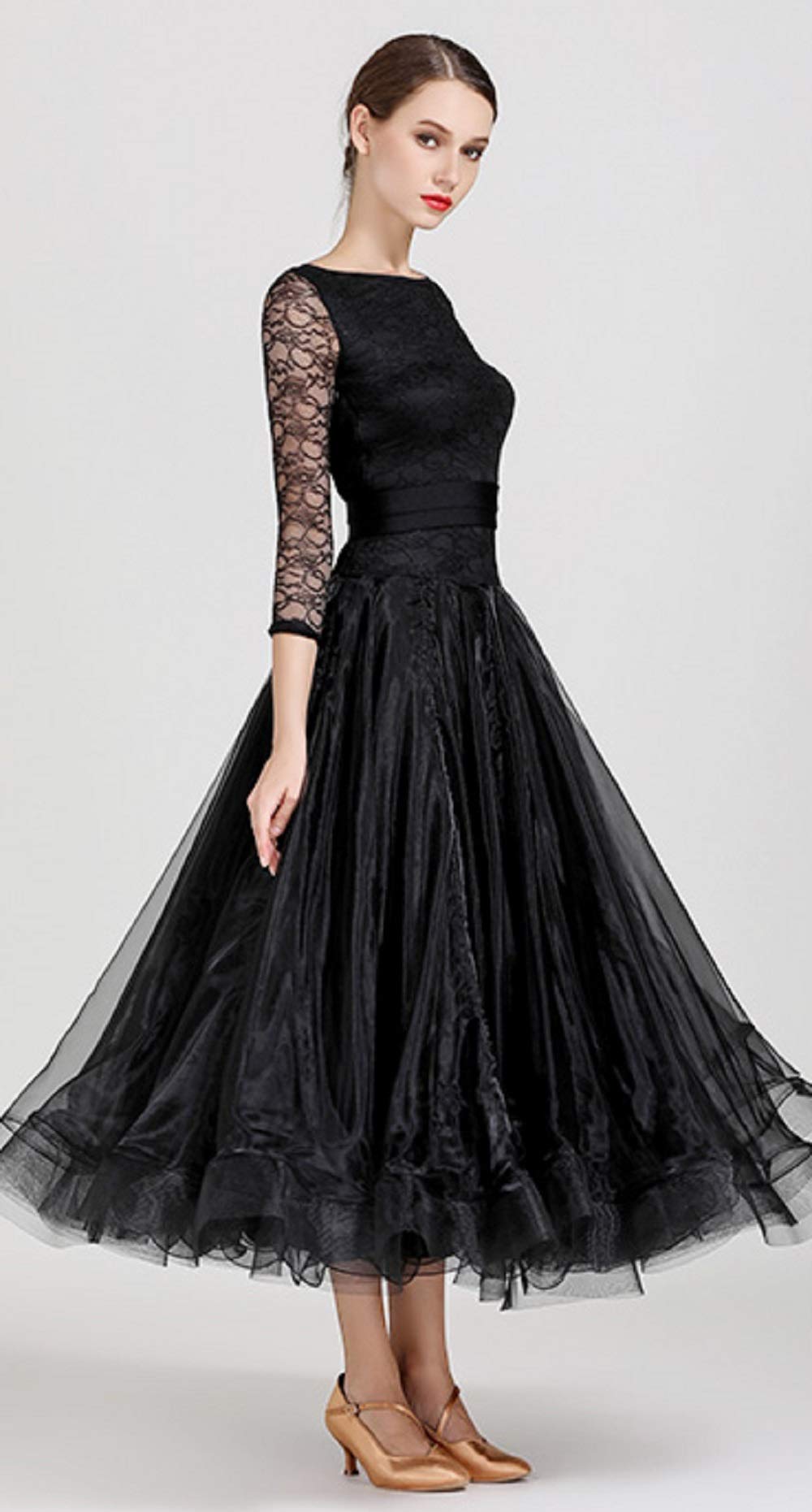 Amazon.co.jp: 社交ダンス衣装 モダンドレス 赤 黒 ブルー 社交