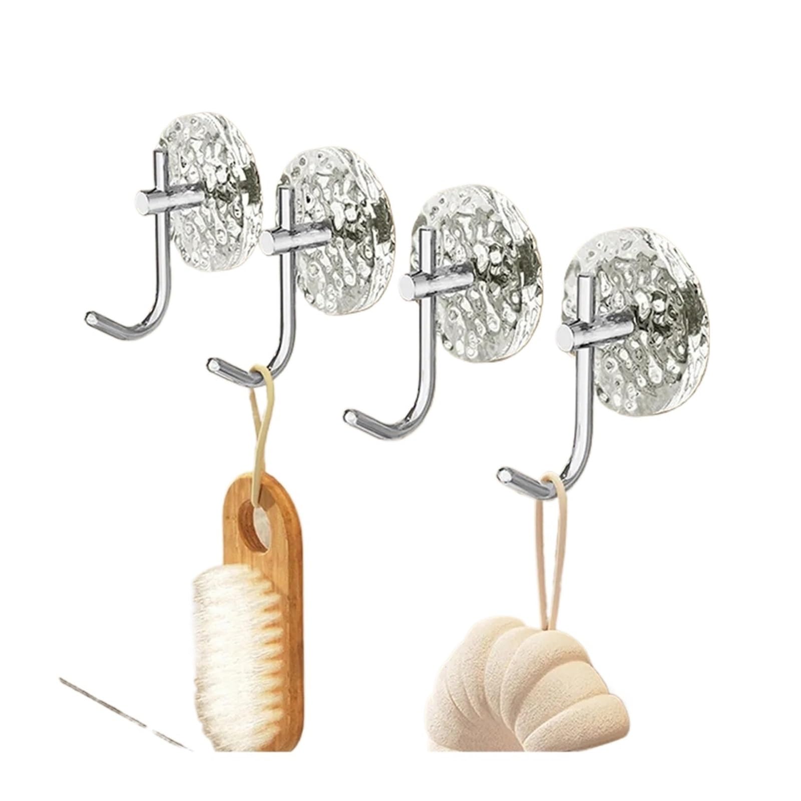 Bigbibi Silver-4Pcs 4Pcs Hook Adhesive Without Punching, Strong Load-Bearing, Transparent, And Traceless. Hook Adhesive Is Applied To The Kitchen(Silver-4Pcs)