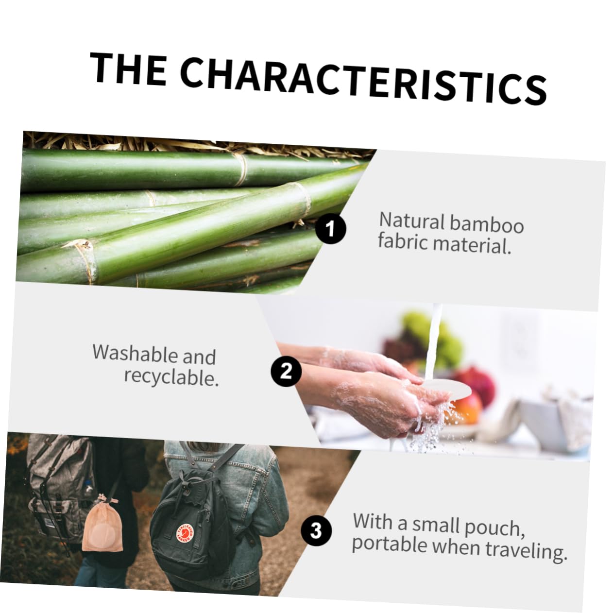 Baluue 6pc Set Makeup Remover Pads Reusable Bamboo Fiber Pads Set Storage Bag Gentle Facial Puff