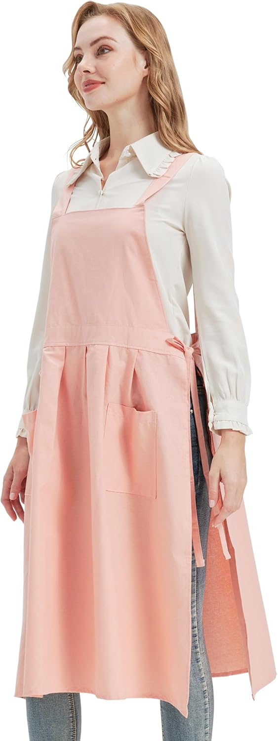 Nanxson Cotton Apron Pinafore Dress Women with Pockets Split Waterdrop Work Apron for Kitchen Baking Gardening Painting Art - Image 7