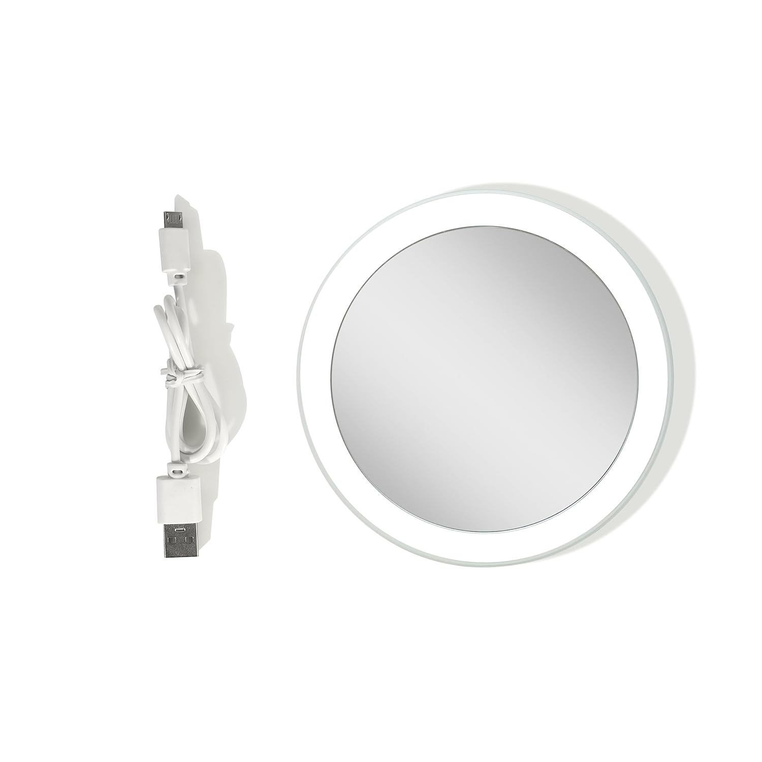 Zadro LED Lighted Compact Mirror with Magnification, Multi Light Color Touch Control, Rechargeable Battery, Travel Mirror Pouch Included (White, 3X / 4" Dia Width / 3.2" Dia Mirror)