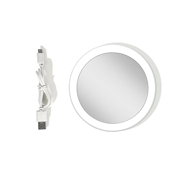 Zadro LED Lighted Compact Mirror with Magnification, Multi Light Color Touch Control, Rechargeable Battery, Travel Mirror Pouch Included White, 3X / 4" Dia Width / 3.2" Dia Mirror