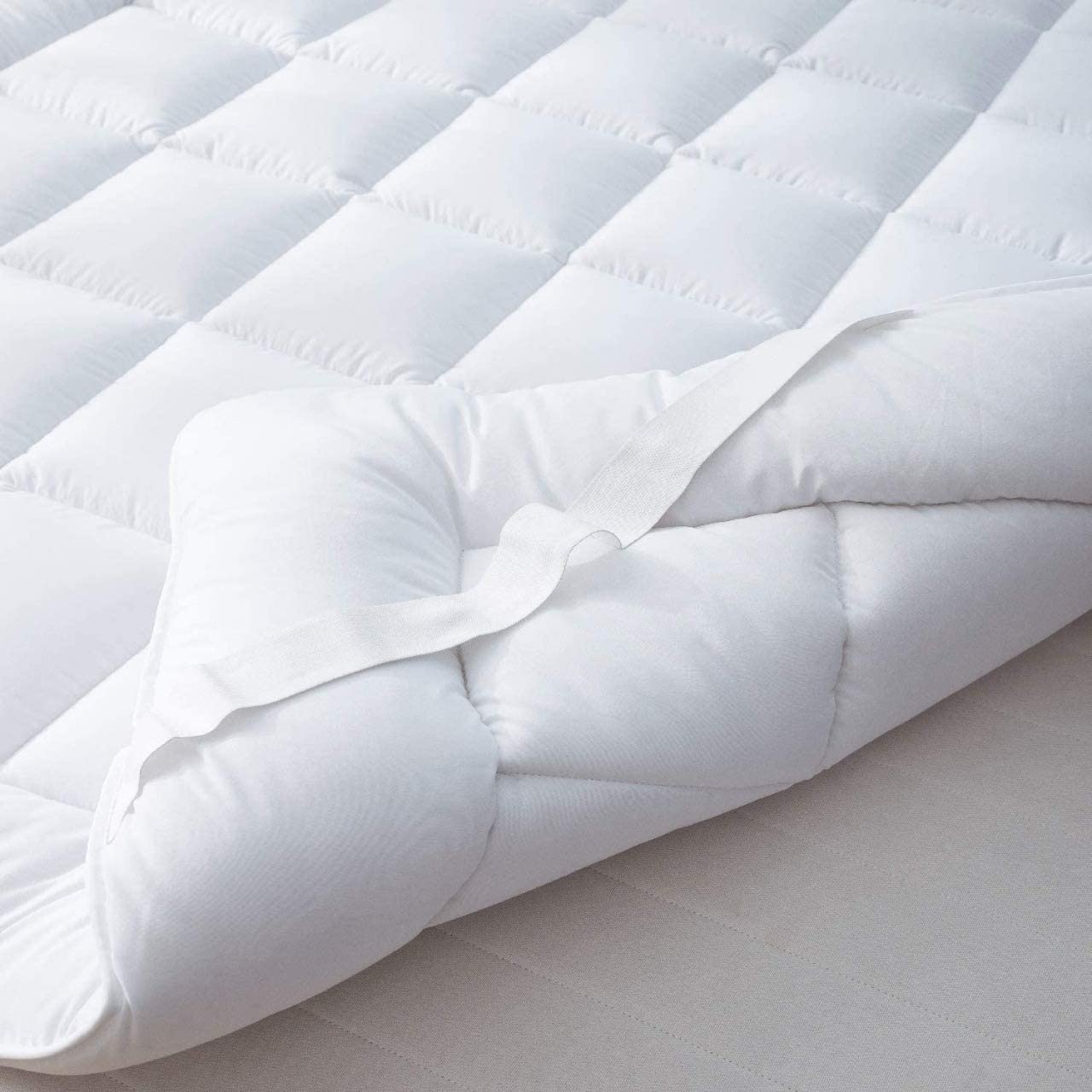 Mattress Pad Full Size - Microplush Mattress Topper Fitted Band 4 Corner Elastic - Quilted Stretch Pillow Top 5cm Thick