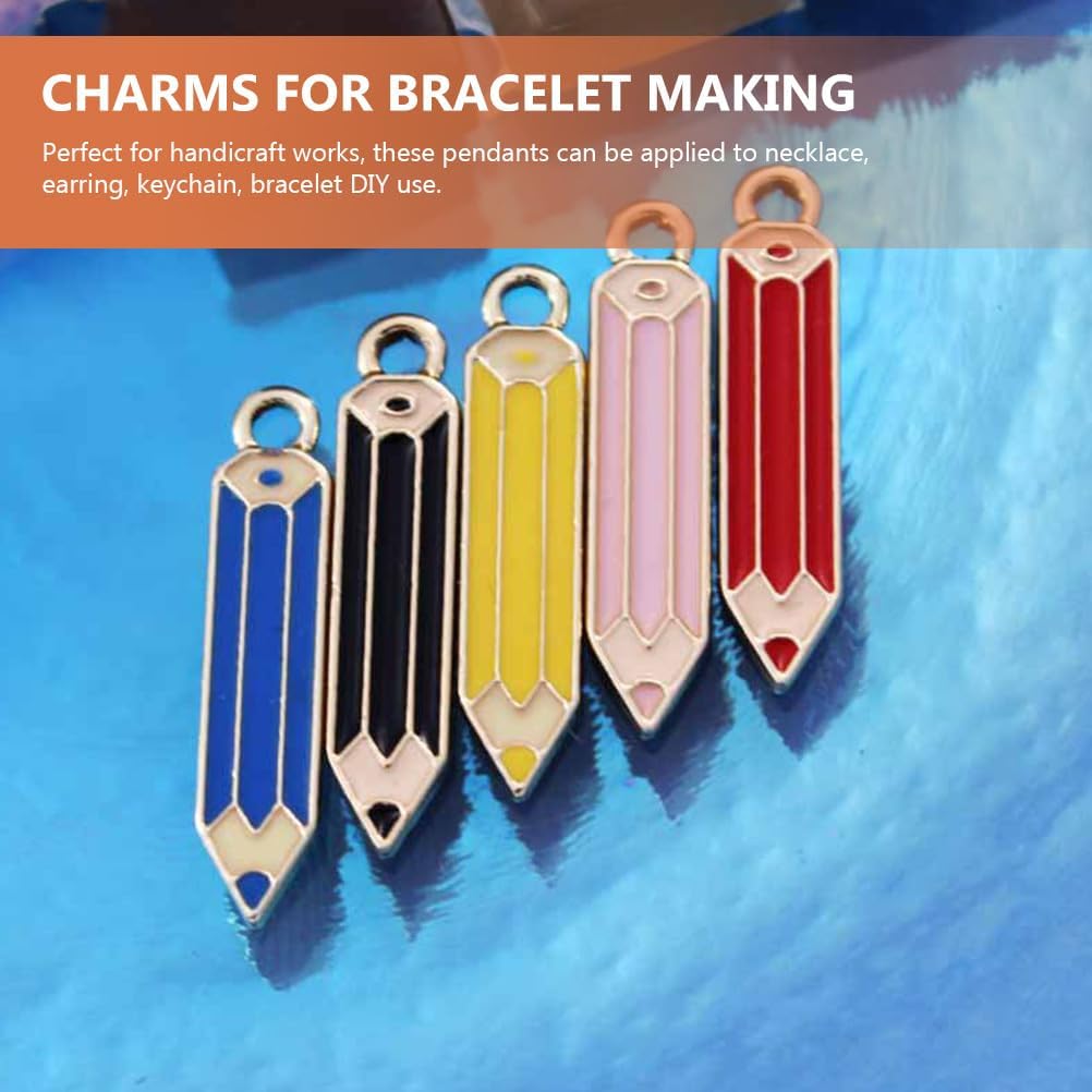 50Pcs Colored Pencil Charms 2.65In Alloy Crayon Pendants for Diy Jewelry Making Earrings Necklace Bracelet Keychain Accessories - Image 6