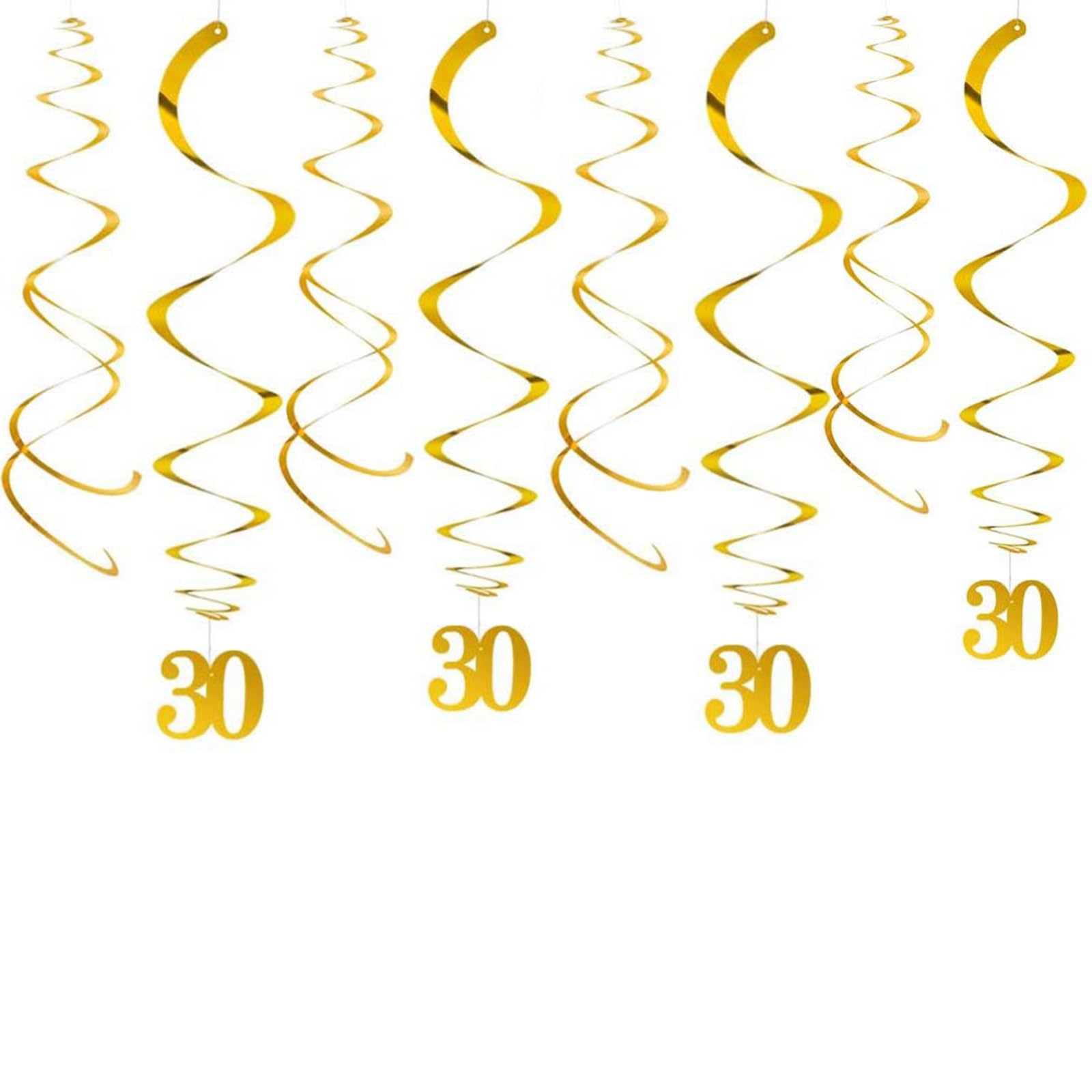 We Moment Zone Gold 30th Party Swirl Birthday Decorations Ceiling Hanging Swirl for 30st Anniversary - Pack of 20PCS