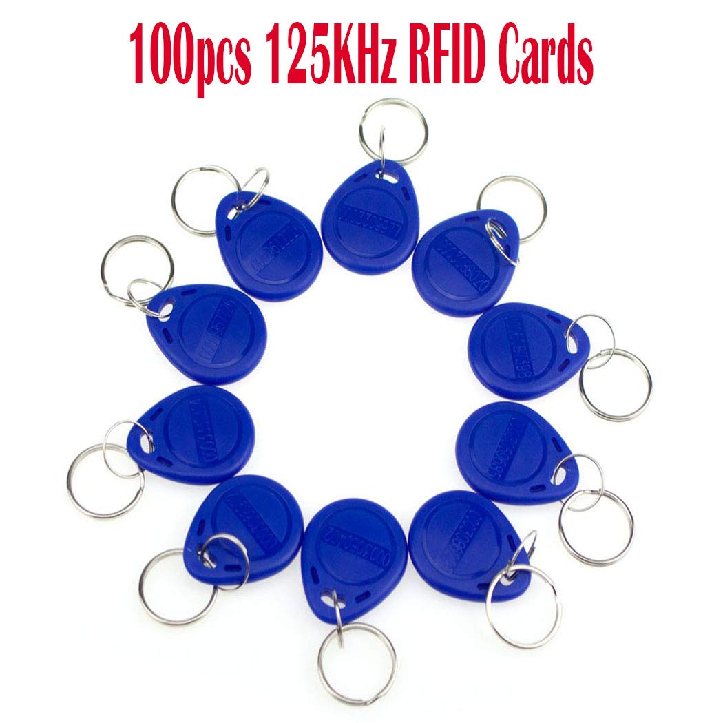 YAVIS EM4100, TK4100, targhette portachiavi con RFID da 125 KHz, in sola lettura, Controllo di Accesso Carta Chiave Prossimità Key fobs, 100 pezzi, blu