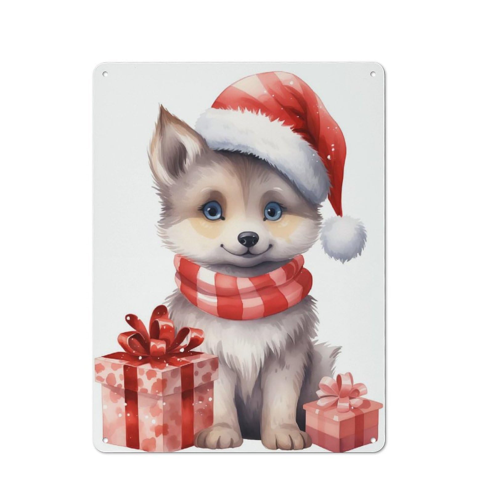 Junmoney Jolly Xmas Wolf Tin Wall Plaque 40X30cm With For Home Bar Wall, For Kitchen And Home Bar Decor, For Home Office And Studio Walls