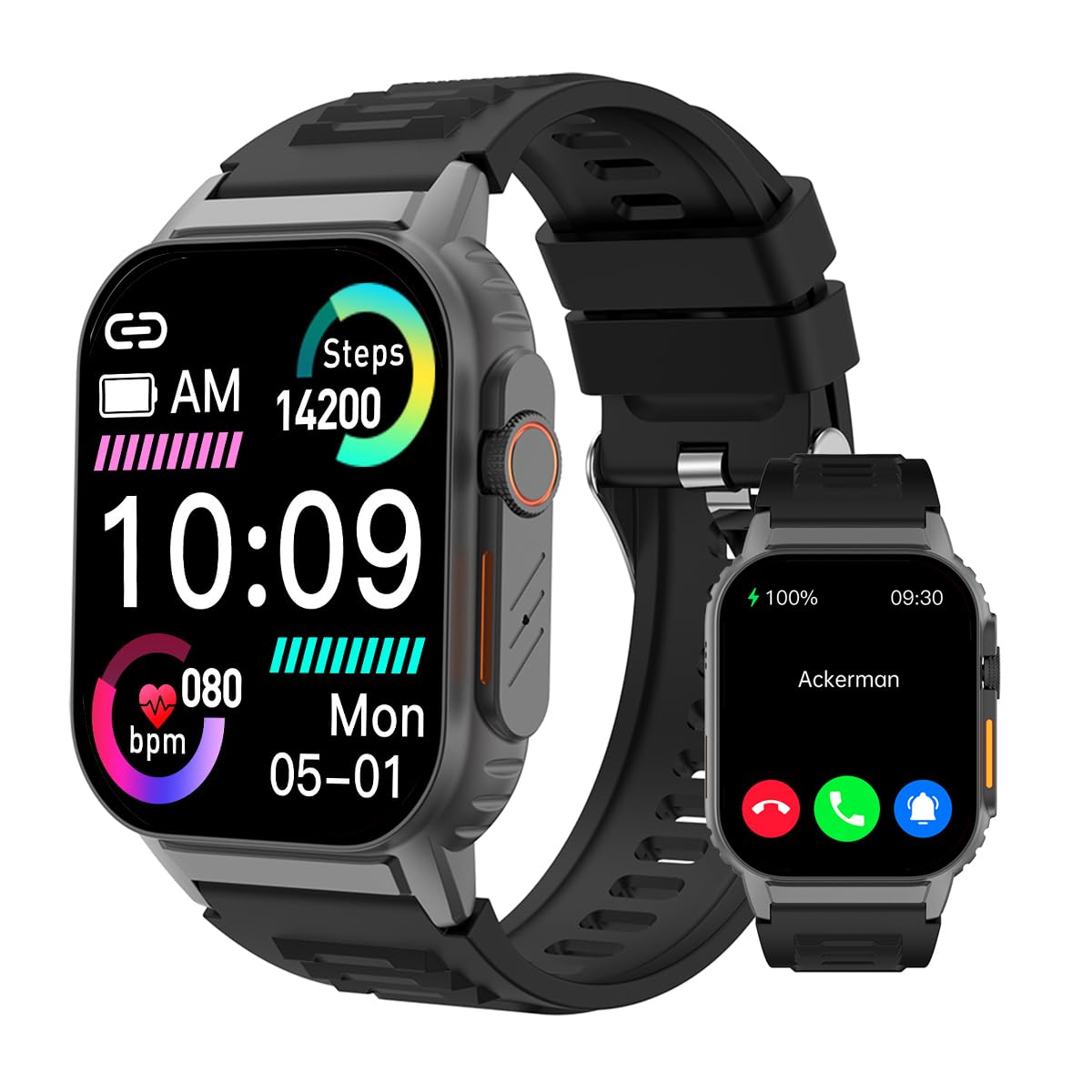 Smart Watch(Answer/Make Call), 2.01" Smartwatch for Men Women, IP67 Waterproof, 100+ Sport Modes Fitness Tracker, Heart Rate Sleep Monitor, AI Voice, Smart Watches for Android iOS Phones