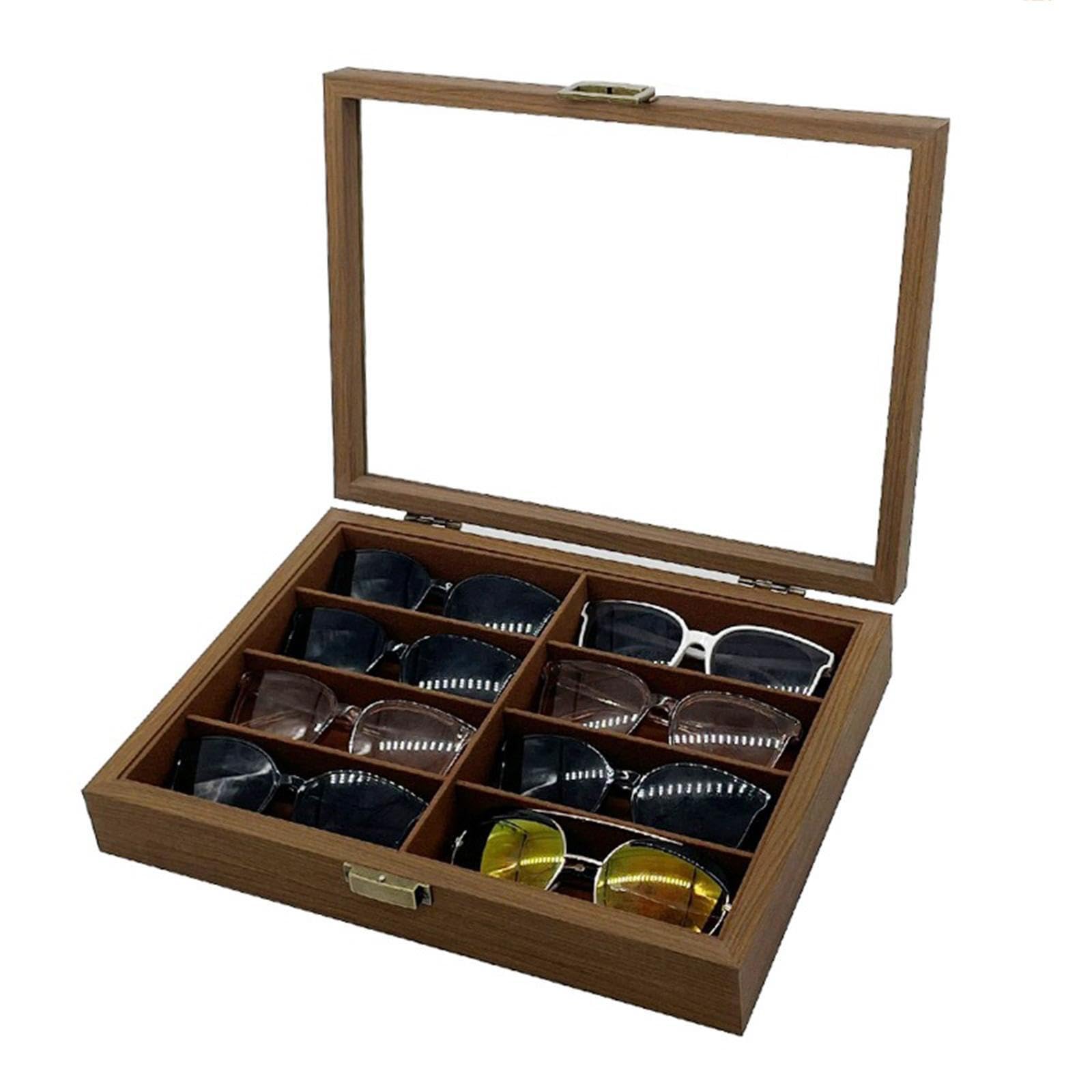 Aufbewahrungsbox für Sonnenbrillen aus Holz – Ideal für Damen und Herren – Geschenkidee für modebewusste Menschen. Bietet ausreichend Platz