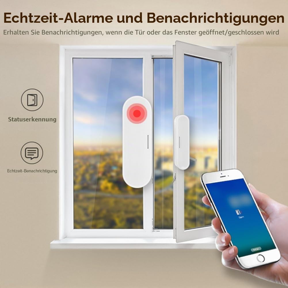 Tür- und Fenstersensor, für Matter Thread Smart Tür und Fenster Anti-Diebstahl-Sensor, für Tuya drahtloser Türfenster Sensor mit Fernalarm und lokaler Automatisierung für Heimsicherheit