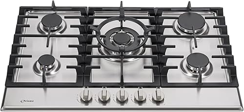 Estufa de gas de acero inoxidable de 30 pulgadas, estufa de gas propano con 5 quemadores, estufa de gas convertible GLPG con protección de termopar