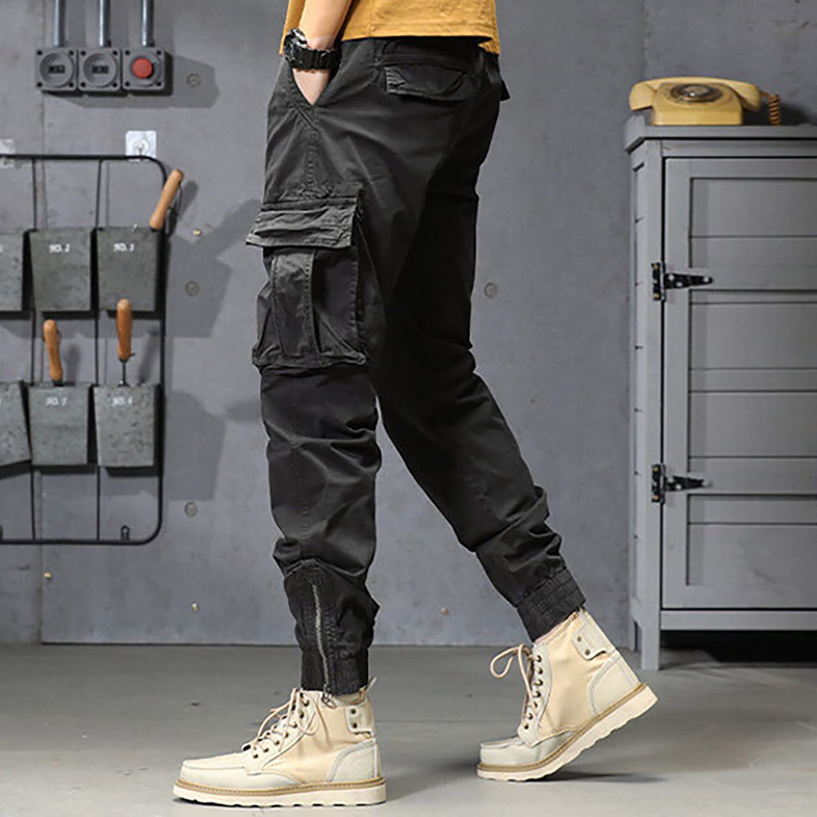 Pantalon De Travail Homme Hiver Militaire en Coton Poche Hommes Cargo avec Poches A Fermeture Eclair Jogging Shorts Et Bermudas pour Randonnée Voyage Loisirs Quotidien