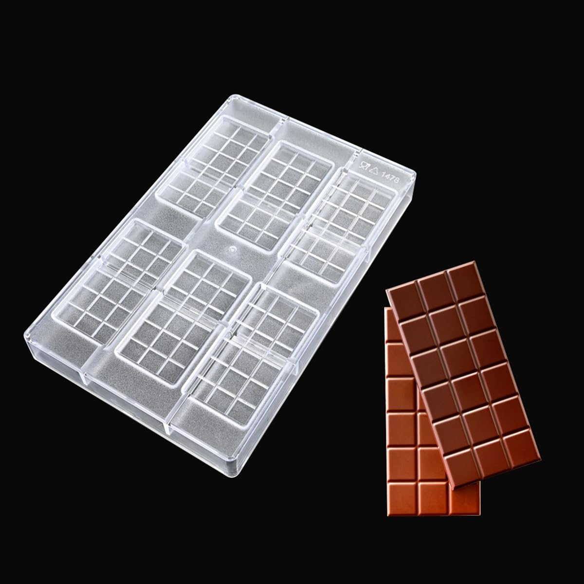 TUKE Moule à chocolat en polycarbonate pour chocolat, bonbons, savon – Outils de cuisson professionnels – Sans BPA, durable et réutilisable (B _ rectangle)