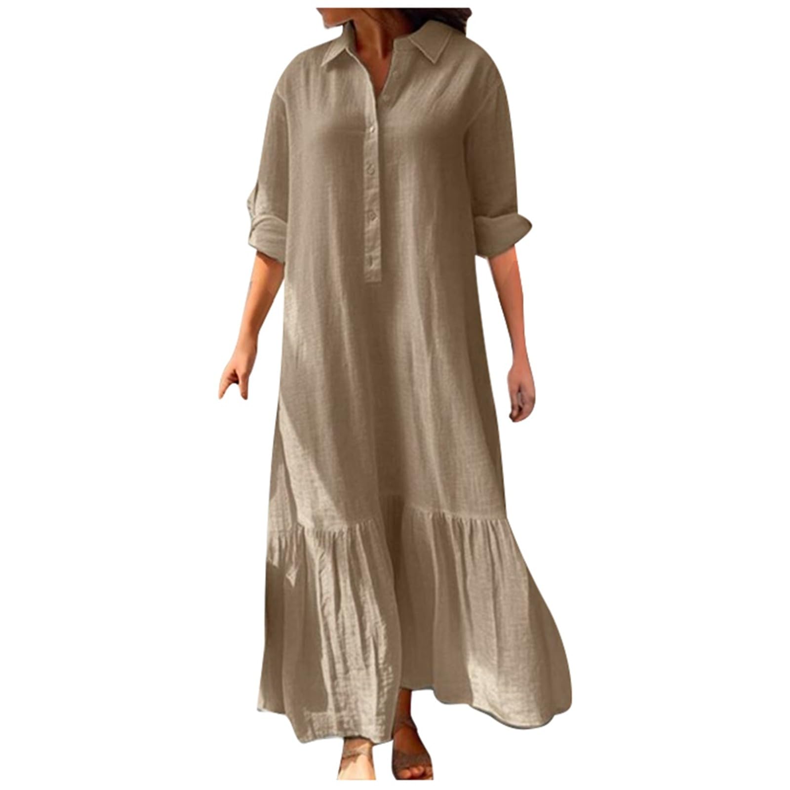 Robe longue asymétrique boutons design au tomber impeccable - 5