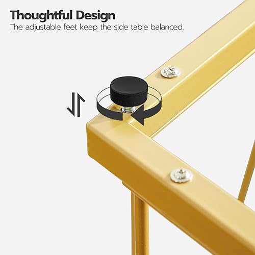 Miniatura 9 de HOOBRO Juego de 2 mesas de café pequeñas, mesa de centro redonda con marco de metal, tablero de vidrio, mesa auxiliar dorada para sala de estar,