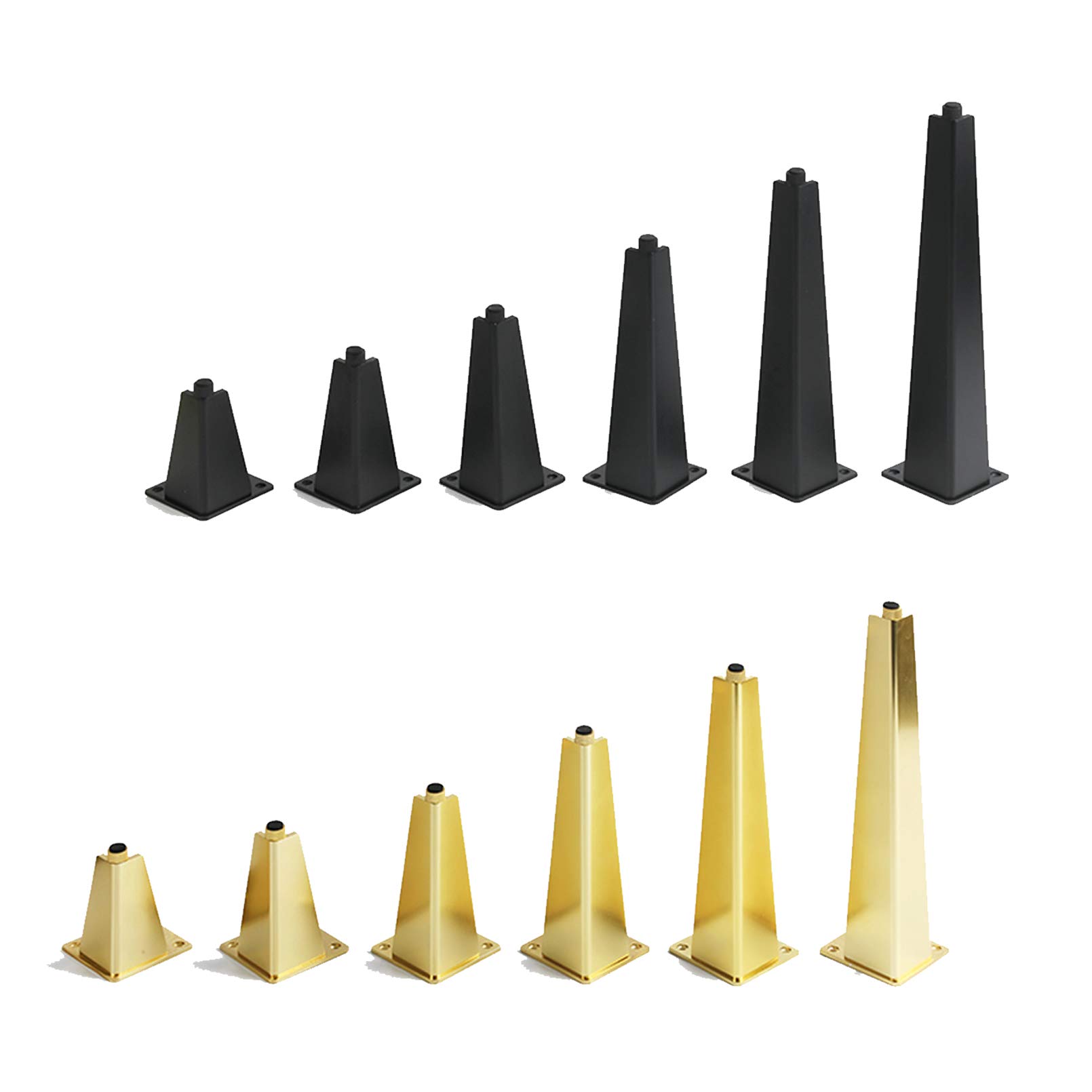 Gambe per mobili, Gambe Regolabili per mobili, Confezione da 4 Piedini per mobili, Gambe per tavoli Conici Regolabili per mobili, Piedini da Cucina, per TV, scrivania, di，Gold-10cm