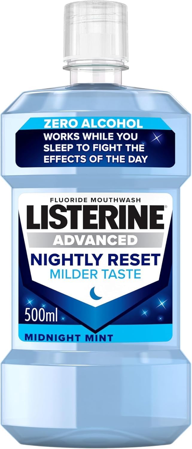 Advanced Nightly Reset Midnight Mint (Zero Alcohol) Mouthwash (500ml), with Unique Deep-Cleaning Formula to Remineralise Tooth Enamel and Help Prevent Cavities