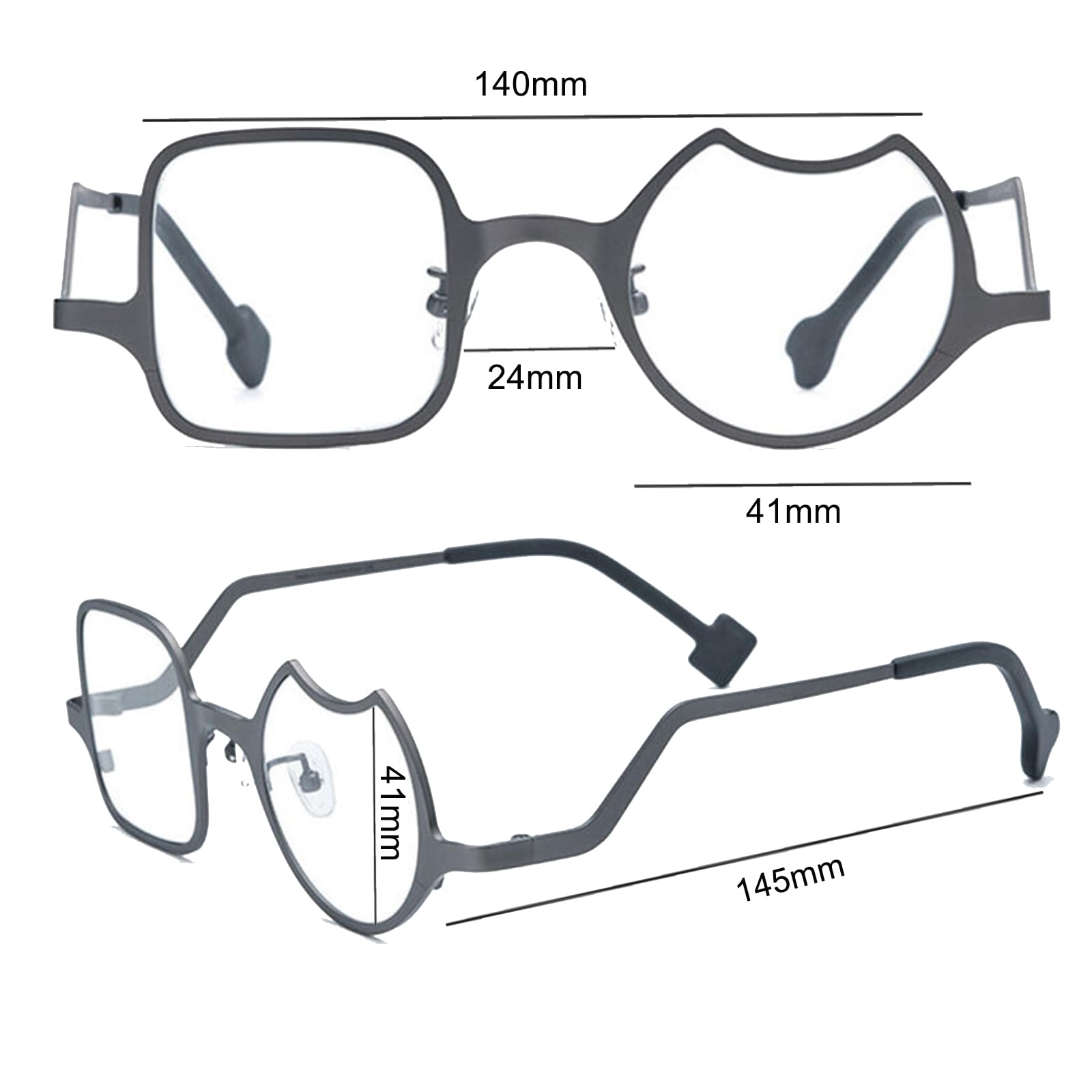 Quadrat Runden Lesebrille Titan, Asymmetrischer Farbe Rahmen Schlank Lesen Gläser, Lesebrillen Titan Ultraklare Sicht Männer Frauen, Lesehilfe für Herren & Damen