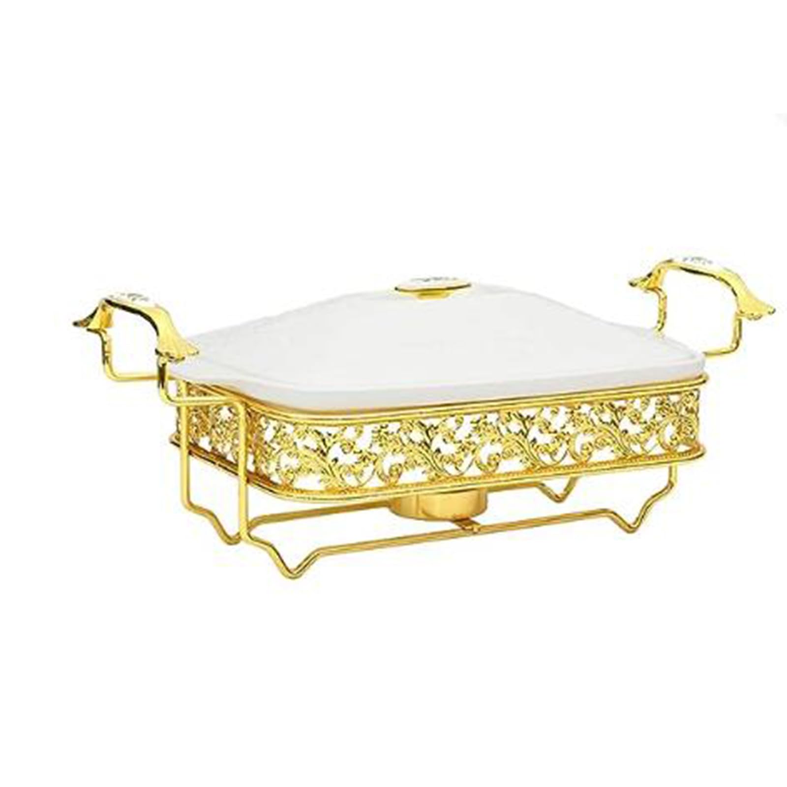 Juego de platos para rozaduras con tapa y soporte de combustible, sartén de 1,5/2,5 L, equipo de buffet y catering, ideal para fiestas y eventos, capacidad de 2,5 L, acero inoxidable duradero