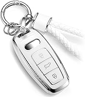 Vista 20 de Funda para Llavero de Audi con Accesorios de Llavero de Cuerda Trenzada de Metal, Estuche Suave Mejorado para Llave A3 A6-A8 E-Tron S3 RS6-7 SQ7-8
