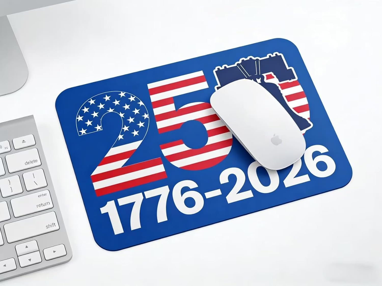 America 250th Anniversary Mouse Pad, 1776-2026 Patriotic Liberty Bell Design, 9.8" x 11.8", Non-Slip Rubber Base, for Office, Home and Gaming