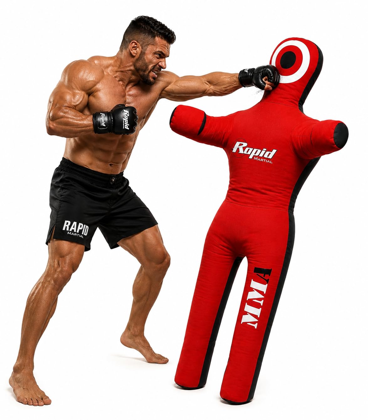 Rapid Mart BJJ Wrestling Dummy Punching Bag Submission MMA Brazilian Jiu Jitsu Judo Karate Throwing Boxing Dummy, Dummies 6ft UNFILLED (Red)