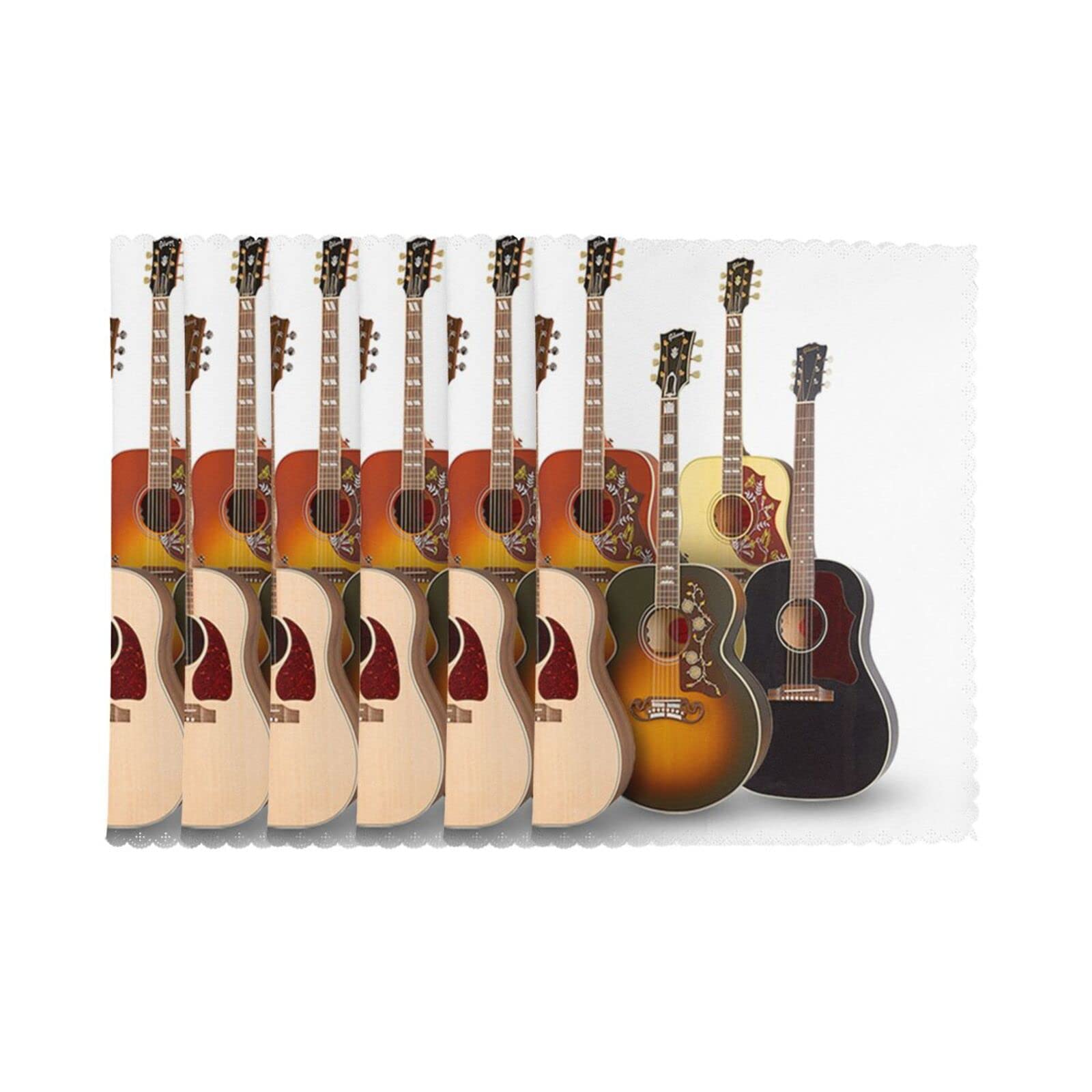 Sets de table et dessous de verre Guitarprint lavables contre taches de cuisine