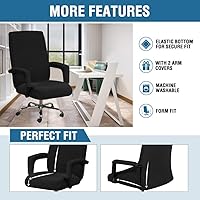 Vista 5 de H.VERSAILTEX Fundas para silla de oficina en casa, fundas elásticas para silla de escritorio de computadora, respaldo medio y alto, universal, funda