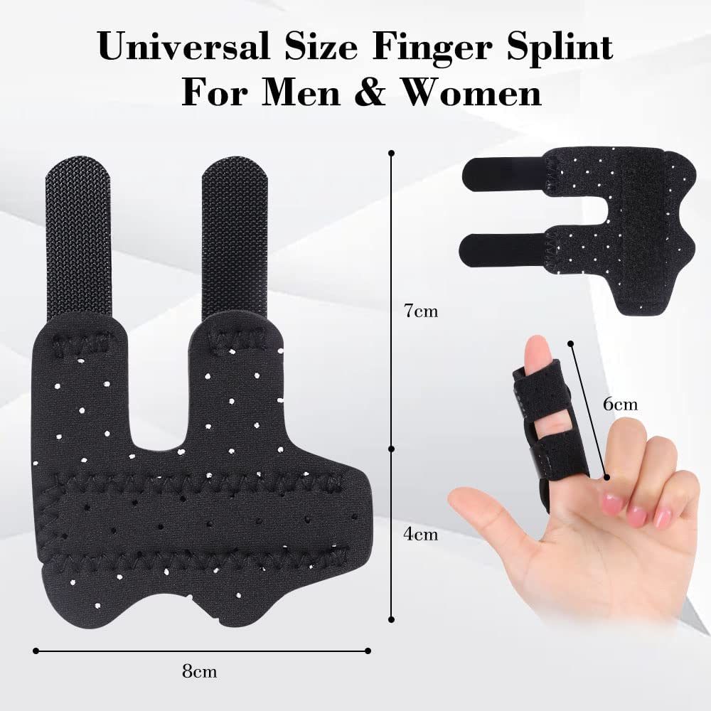 ACWOO Stecche per le Dita, 2 Pezzi Stecca per Dito Regolabile, Supporto di Mano Splint Dito per Allevia il Dolore, Tendinite, Artrite, Slogato, Rotto, Frattura (Nero)