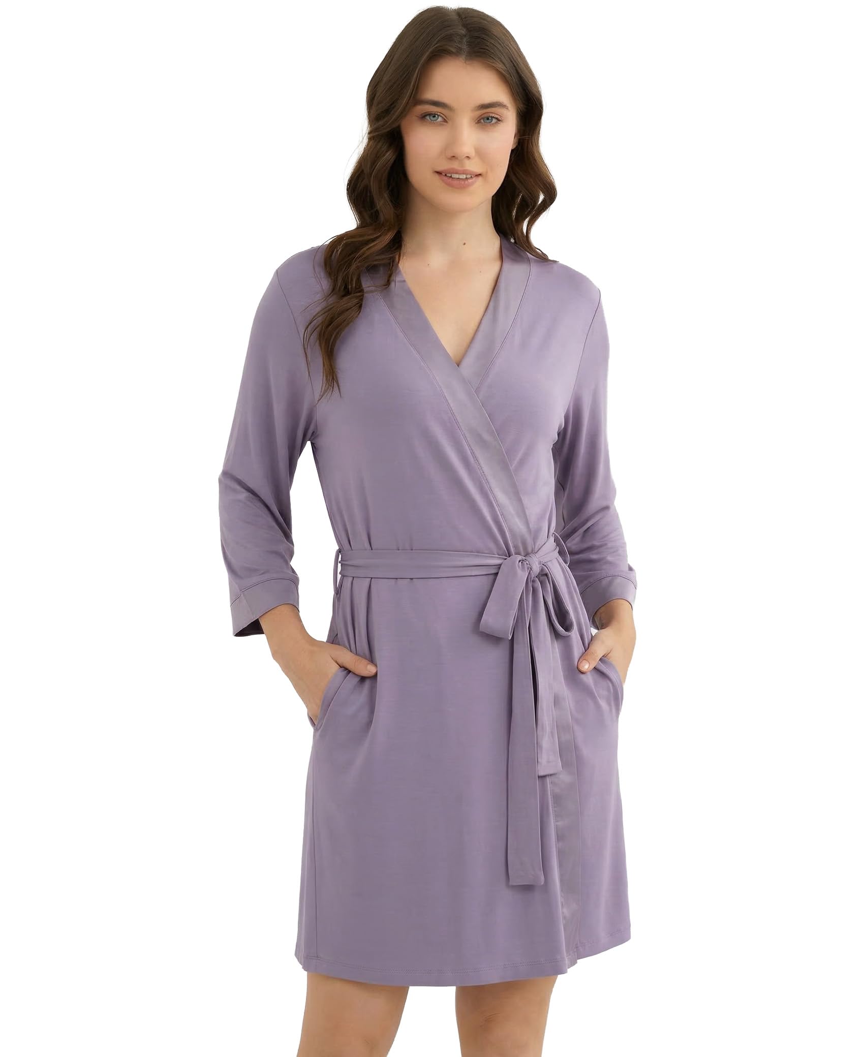 GYS Bamboo Viscose Robe for Women Light Kimono Bathrobe with Pockets
