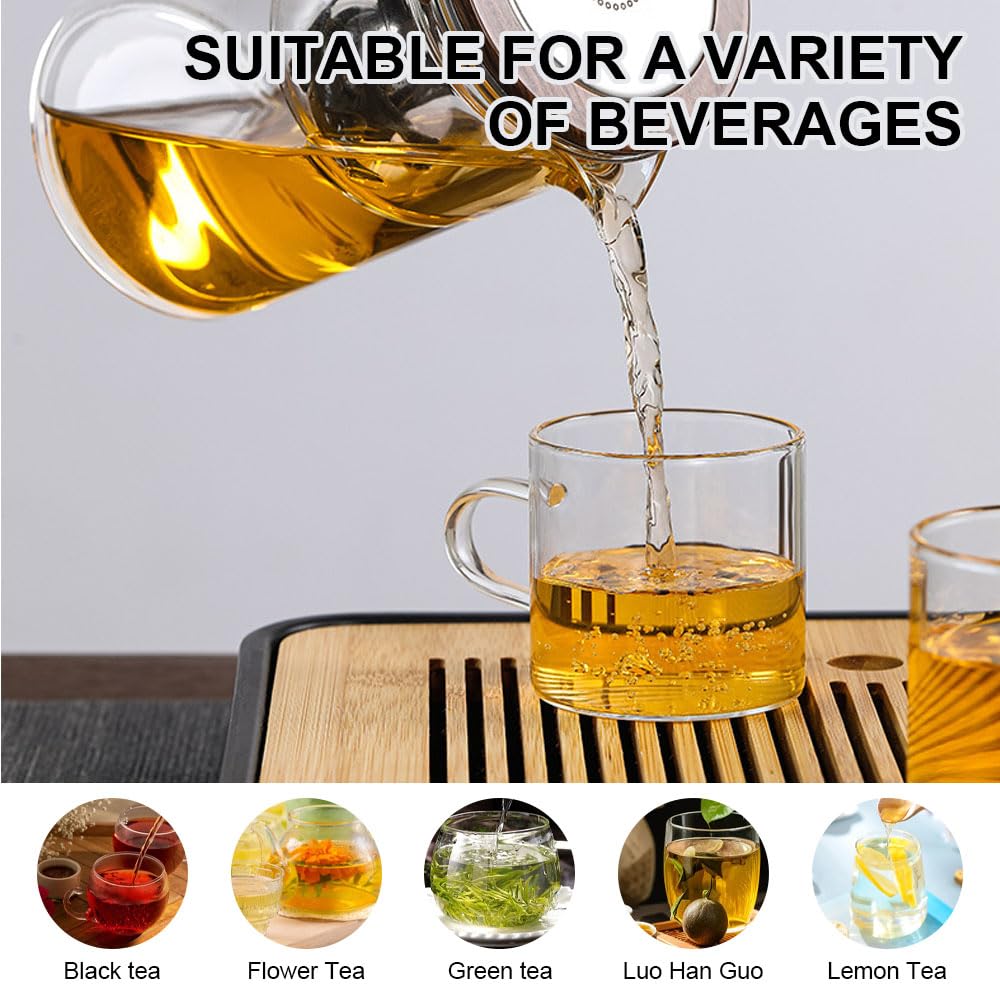 Enchantipot - Tetera de vidrio con separación de agua con mango de madera, tetera mágica con cepillo de esponja, taza de tetera de brujería, tetera mágica con control de presión para preparar
