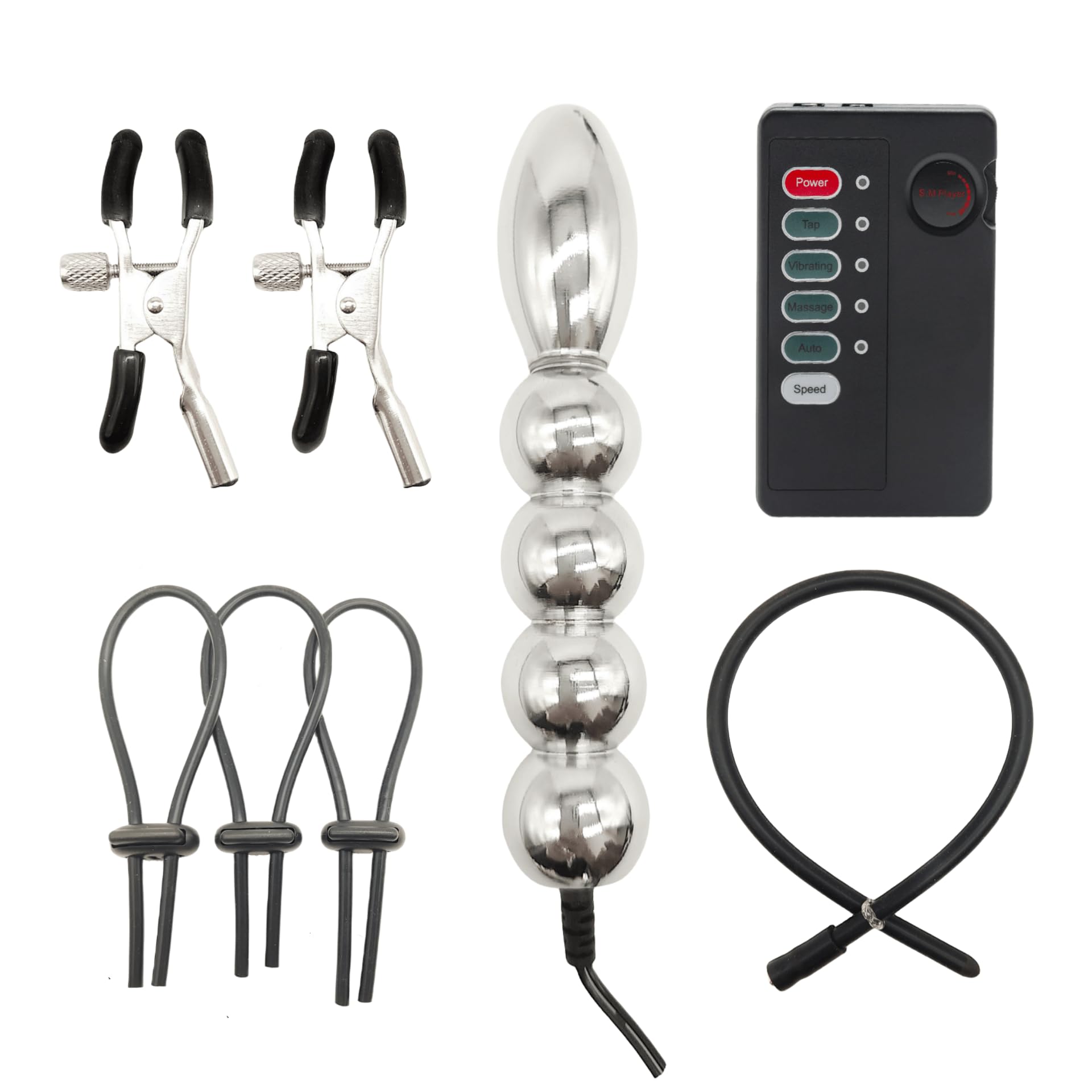 Juguetes eróticos Electroestimulación, Pene/testículo de Anillo de electrodos, tapón anal eléctrico para electroestimulación, Pinza para pezones SM Dilatador Sex Toy para parejas de mujeres y hombres