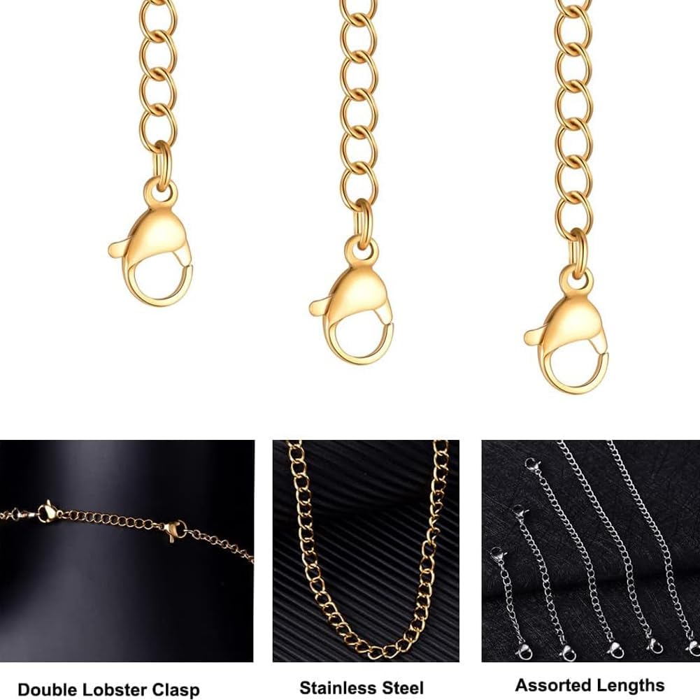 10Pcs Stainless Steel Necklace Extender Chain Links, Gold Necklace Extenders for Bracelet Anklet Stainless Steel Chain Extenders for Jewelry Making 2in 3in 4in 5in 6in (10 Gold) - Image 5