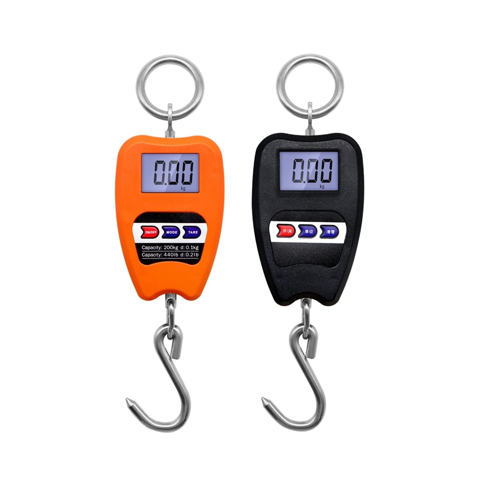 Bilancia digitale da gru Mini bilancia da gru 200 kg Bilancia sospesa industriale digitale da 200 kg/441 libbre Bilancia con gancio sospeso per carichi pesanti Display LCD in acciaio inossidabile