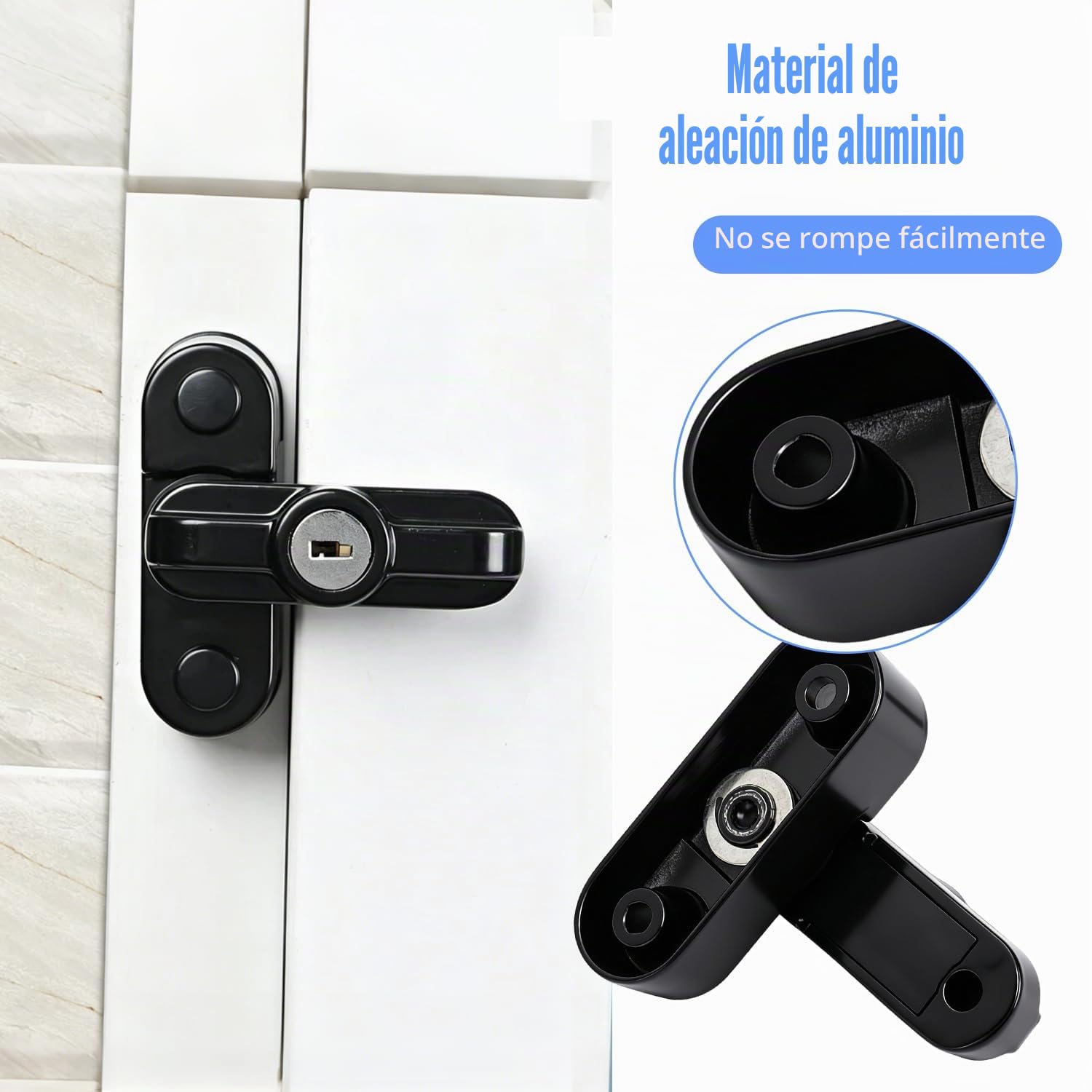 Tissting 4 Piezas Bloqueador de Seguridad Extra de la Aleación Cerradura de Ventana Externa con 2 Llaves, Cerradura de Hebilla En Forma de T de Ventana para Ventana Doble Individual (Negro)