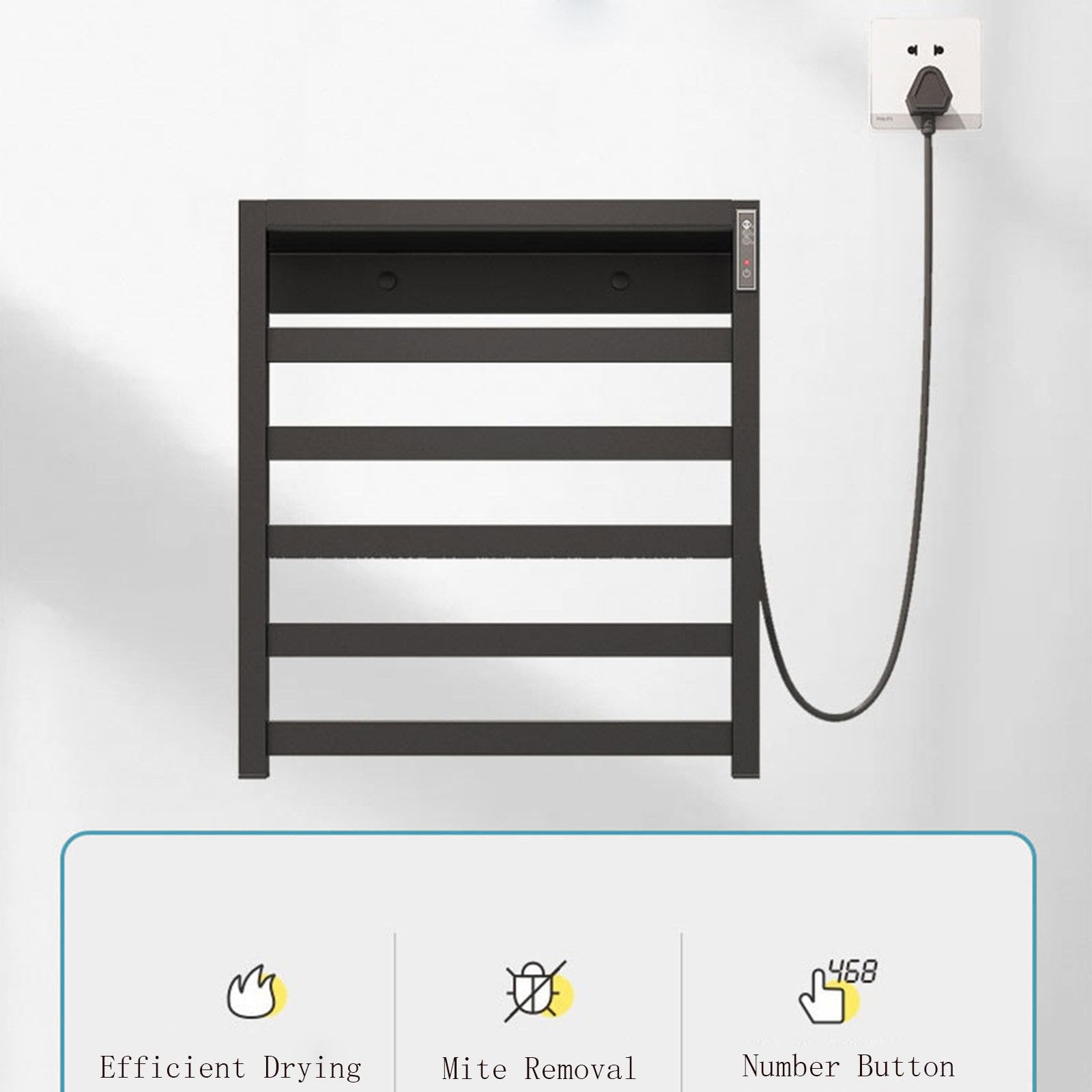 Scaldasalviette Elettrico, 55℃ Termostatico Termoarredo Bagno, Termoarredo Elettrico con Timer 50W Radiatore a Parete Dimensioni 48X42CM