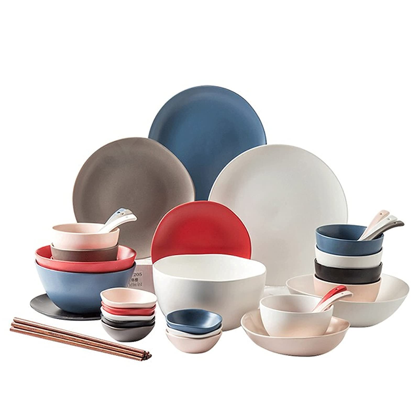 Service de table en porcelaine 42 pièces, service pour 6/8 personnes, ensemble de vaisselle de cuisine moderne, combinaison complète en porcelaine - comprend des ensembles d'assiettes et de bols - po