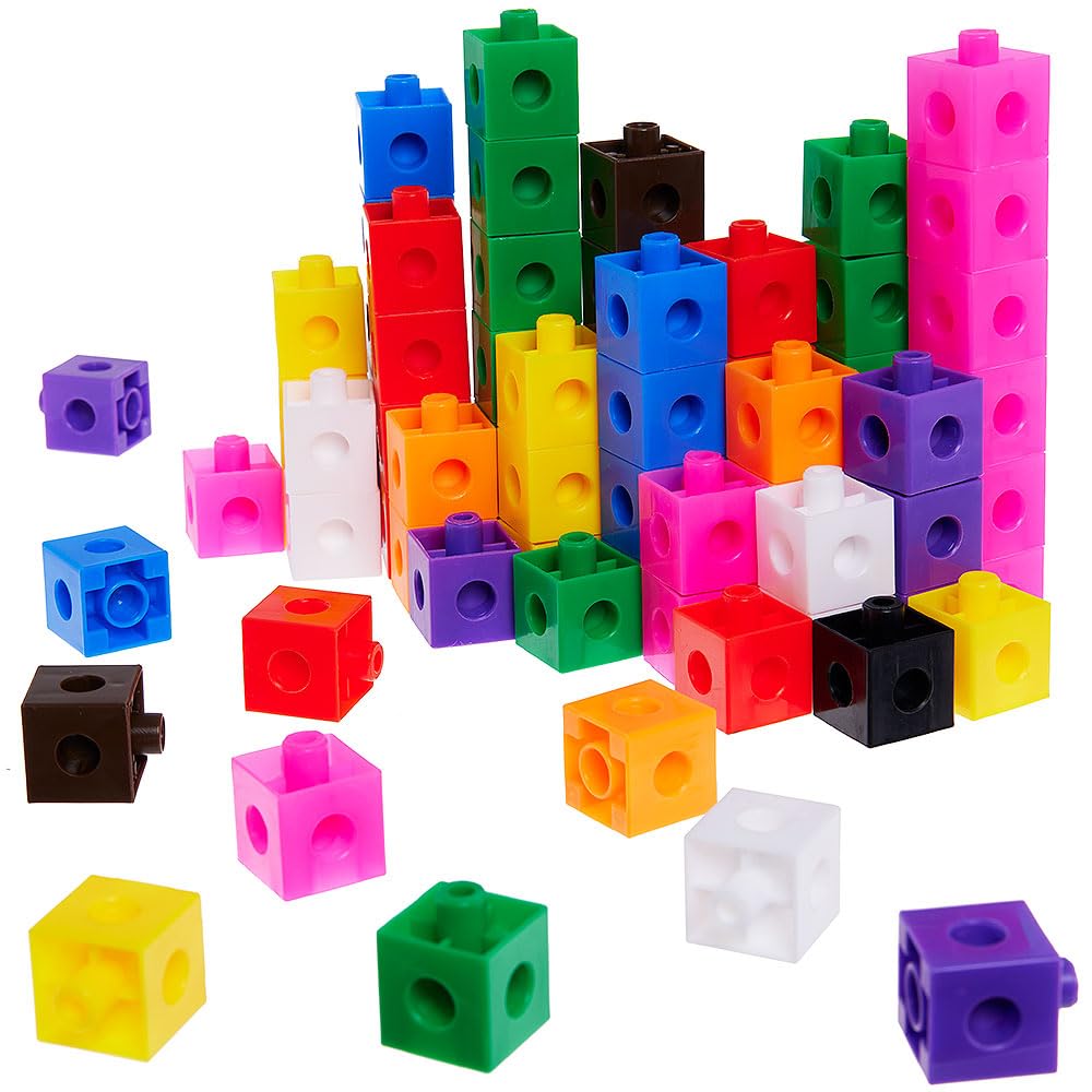 Baker Ross VC193 Maths Linking Cubes - Pack of 100, Interlocking Counting Cubes