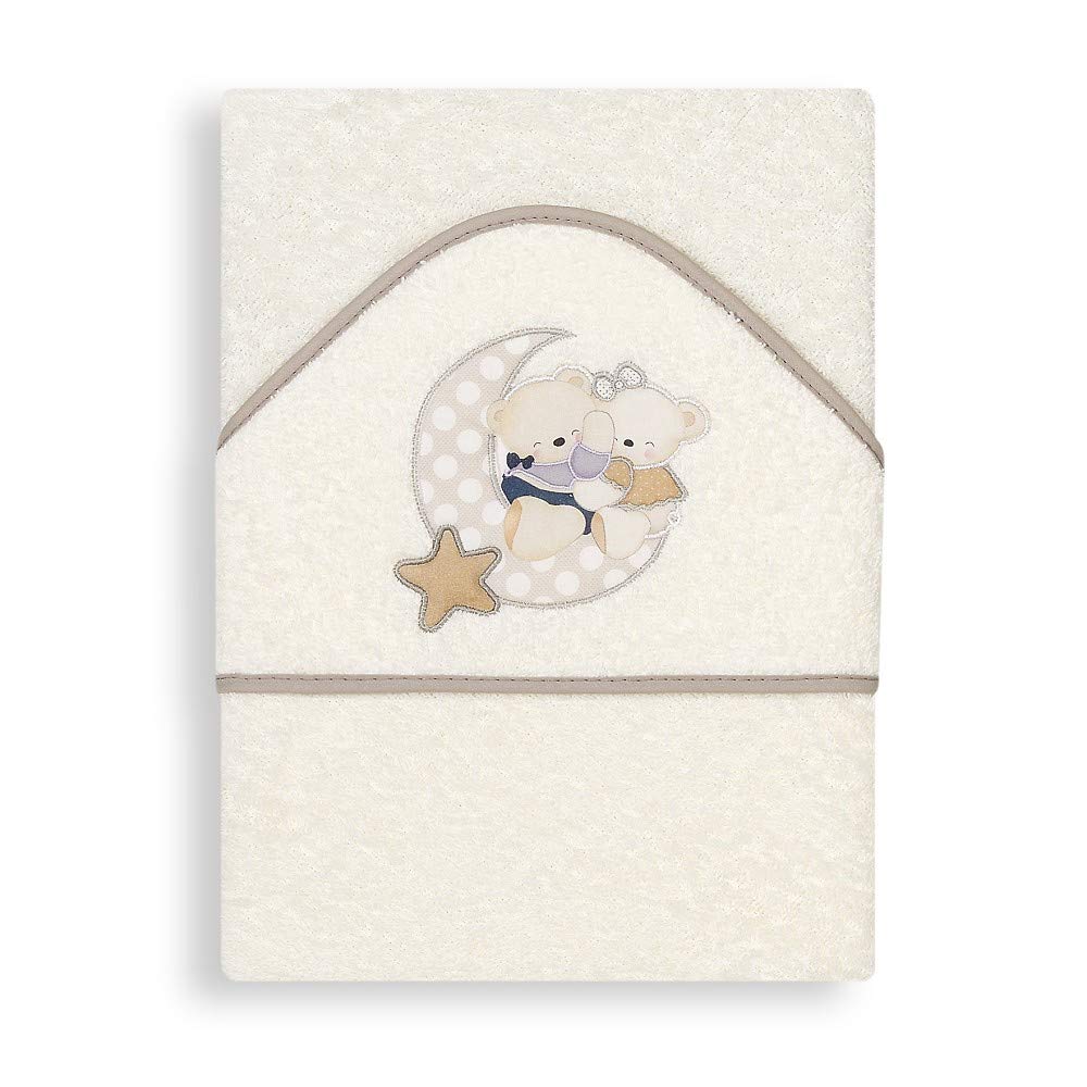 Interbaby Cape du Bain 400 GSM Coton Terry Modèle Osito Amoroso Beige 100 x 100 cm
