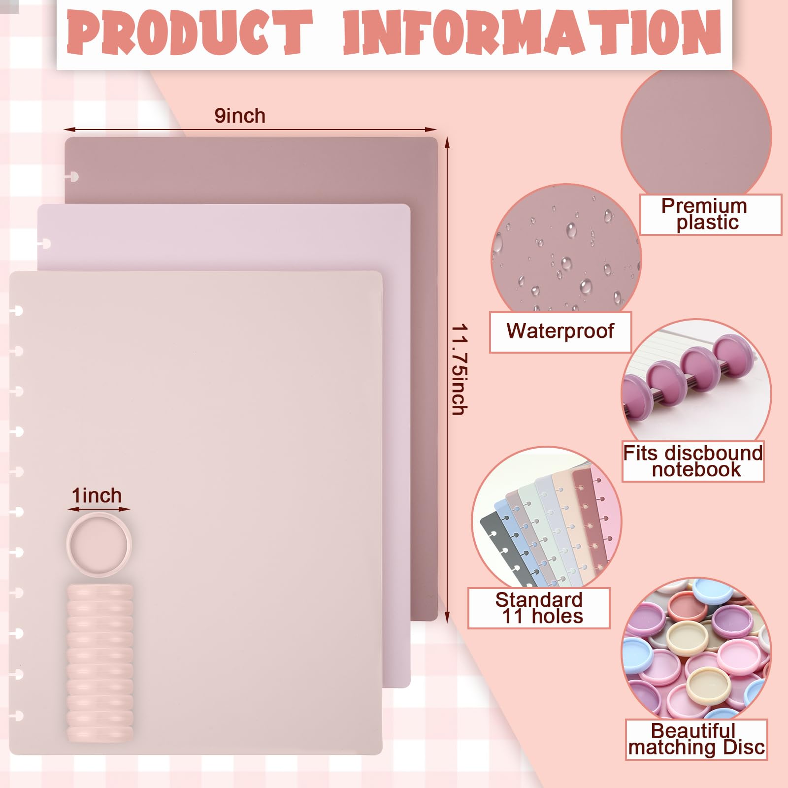Fuutreo Lot de 8 couvertures de carnet et de disques de 21,6 x 29,9 cm, couverture en polyéthylène avec disque adapté pour remplir une page de format lettre pour le travail, les réunions, l'école