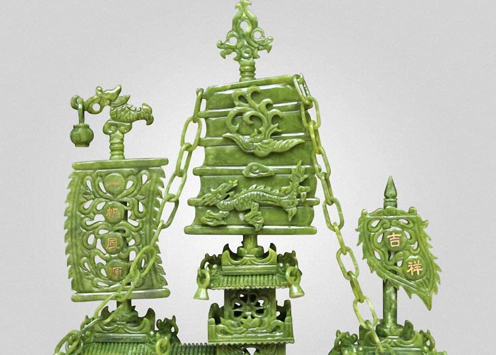 Amazon.co.jp: 中国天然グリーン翡翠石彫刻風水ドラゴン セーリング