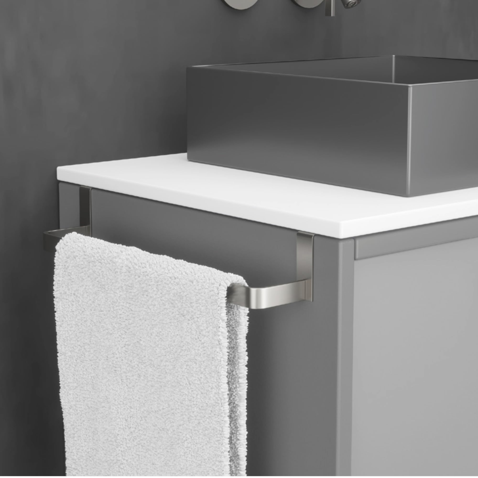 IMEX - Toallero Negro para Baño sin Taladro | Toallero Adhesivo para Mueble de Baño en Acero Inoxidable S.304 | Resistente a Humedad y Corrosión | Doble Sistema de Fijación (Atornillado o Pegado)
