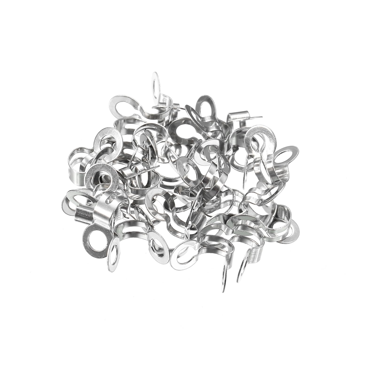 sourcing map Doppelring für 2.4/3/4.5/6mm Lüfterlampe Zugschlaufe Silber Paket von 100